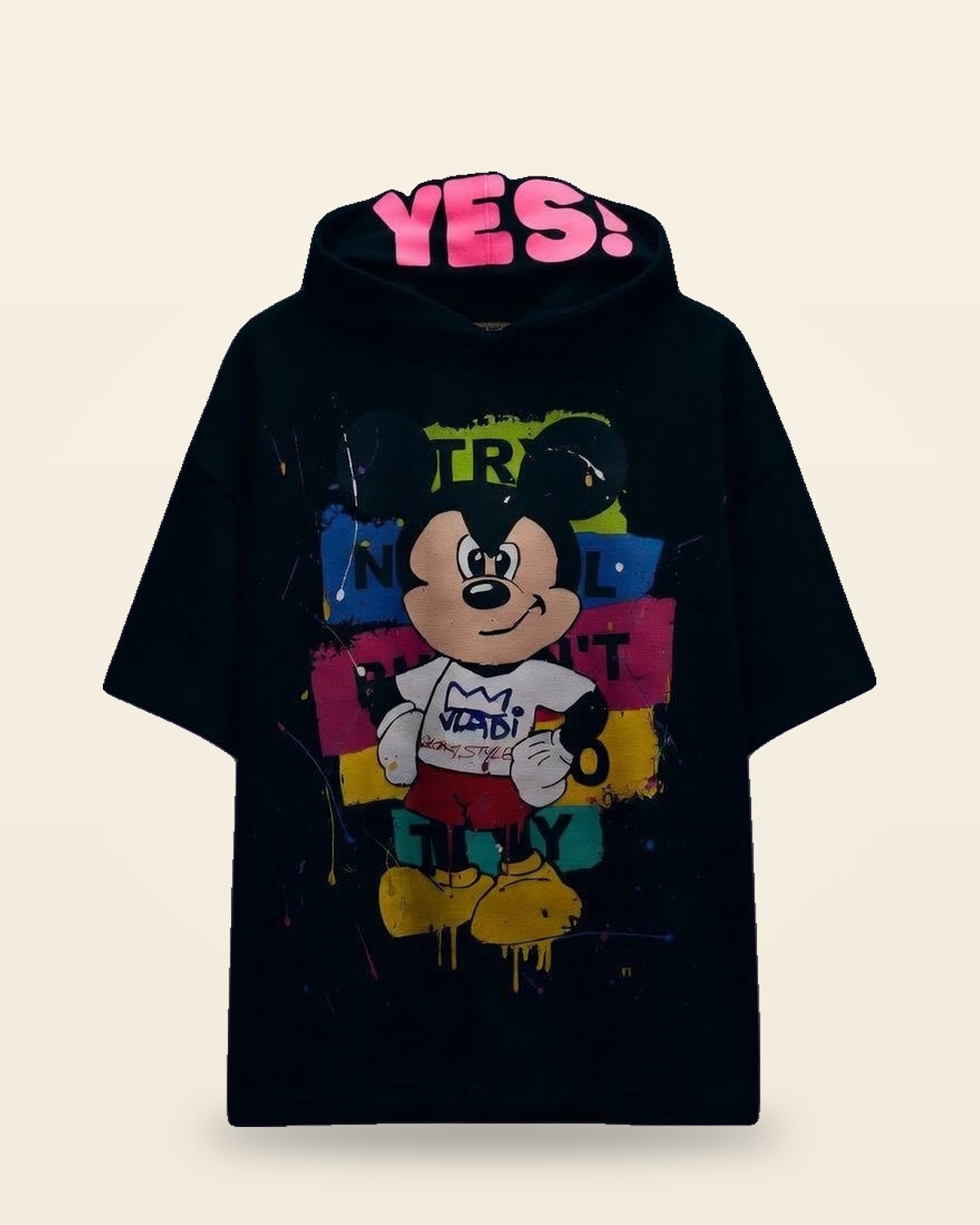 Mad Mood AF Oversized Hooded Tee — Black