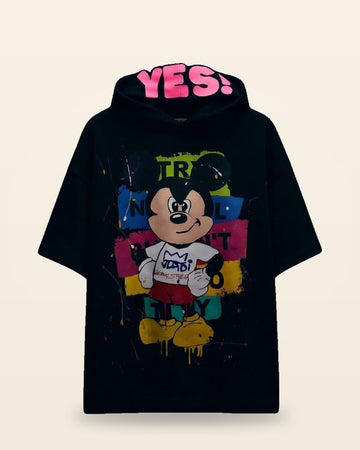Mad Mood AF Oversized Hooded Tee — Black