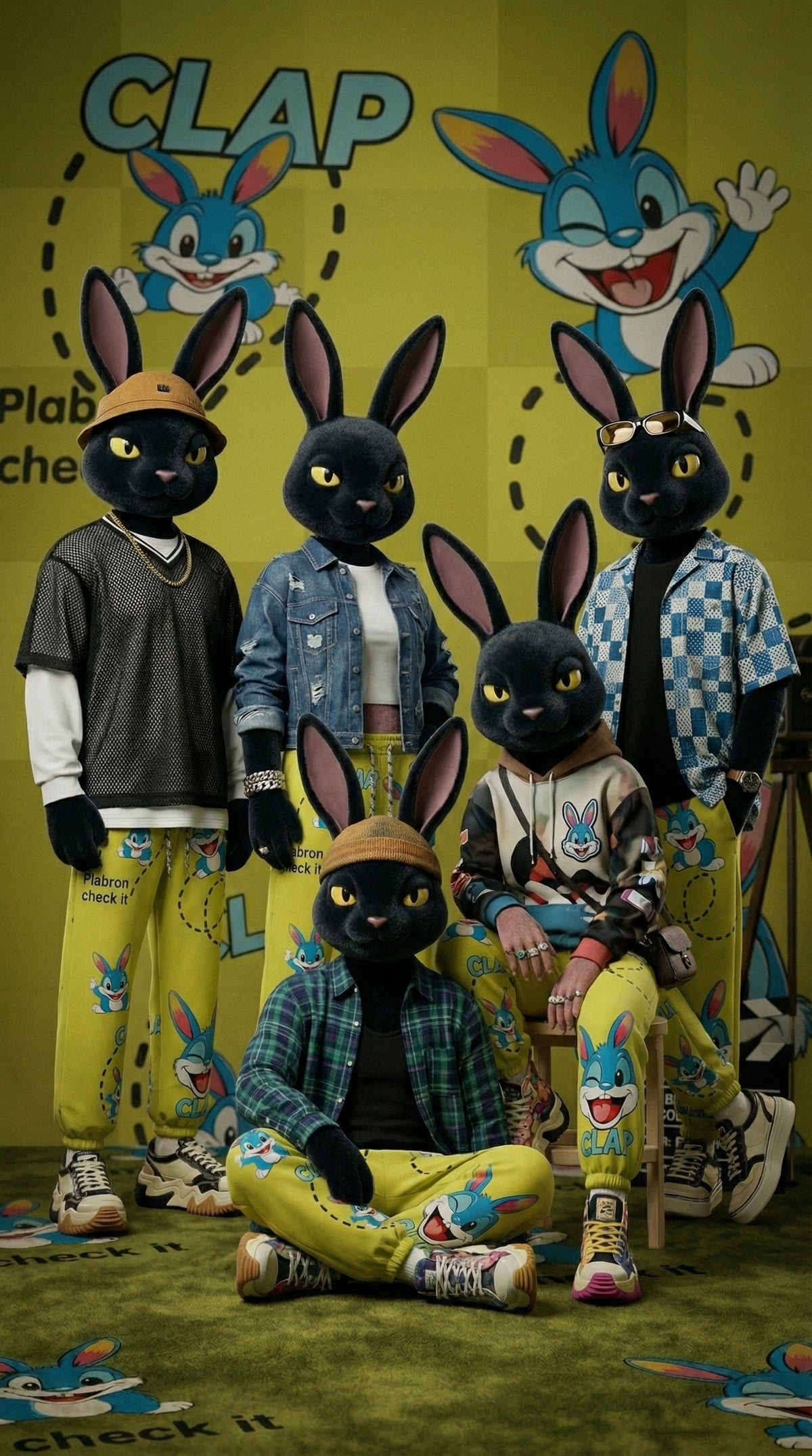 Clap Rabbit Lower — Yellow Tapered Fit Jogger — view 3
