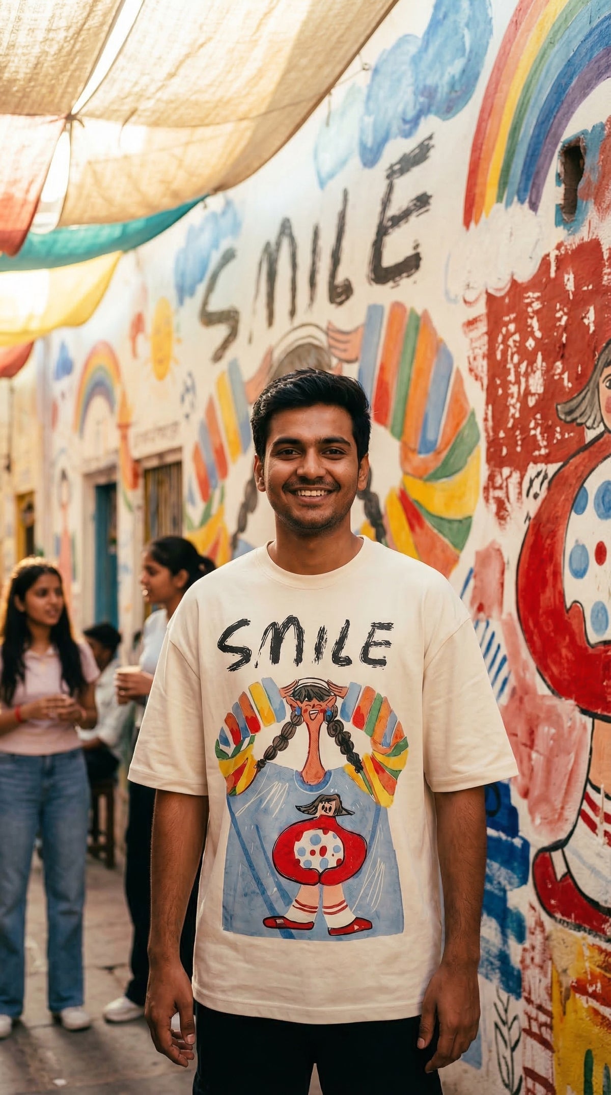 Smile For No Reason Oversized Fit Tee — Drop Shoulder — view 8