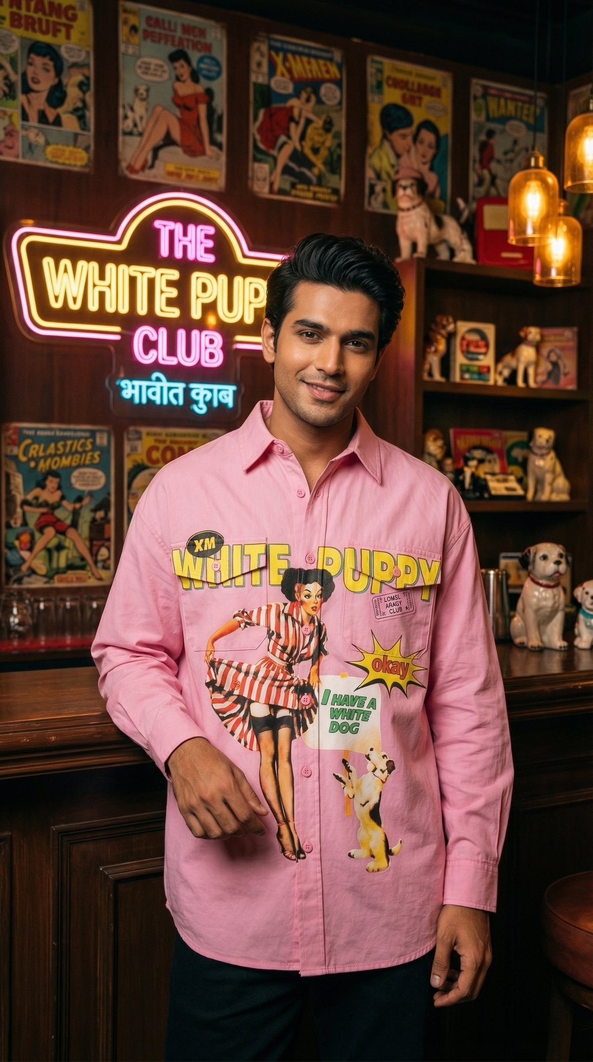 White Puppy Club Oversized Shirt — Premium Cotton Twill — view 6