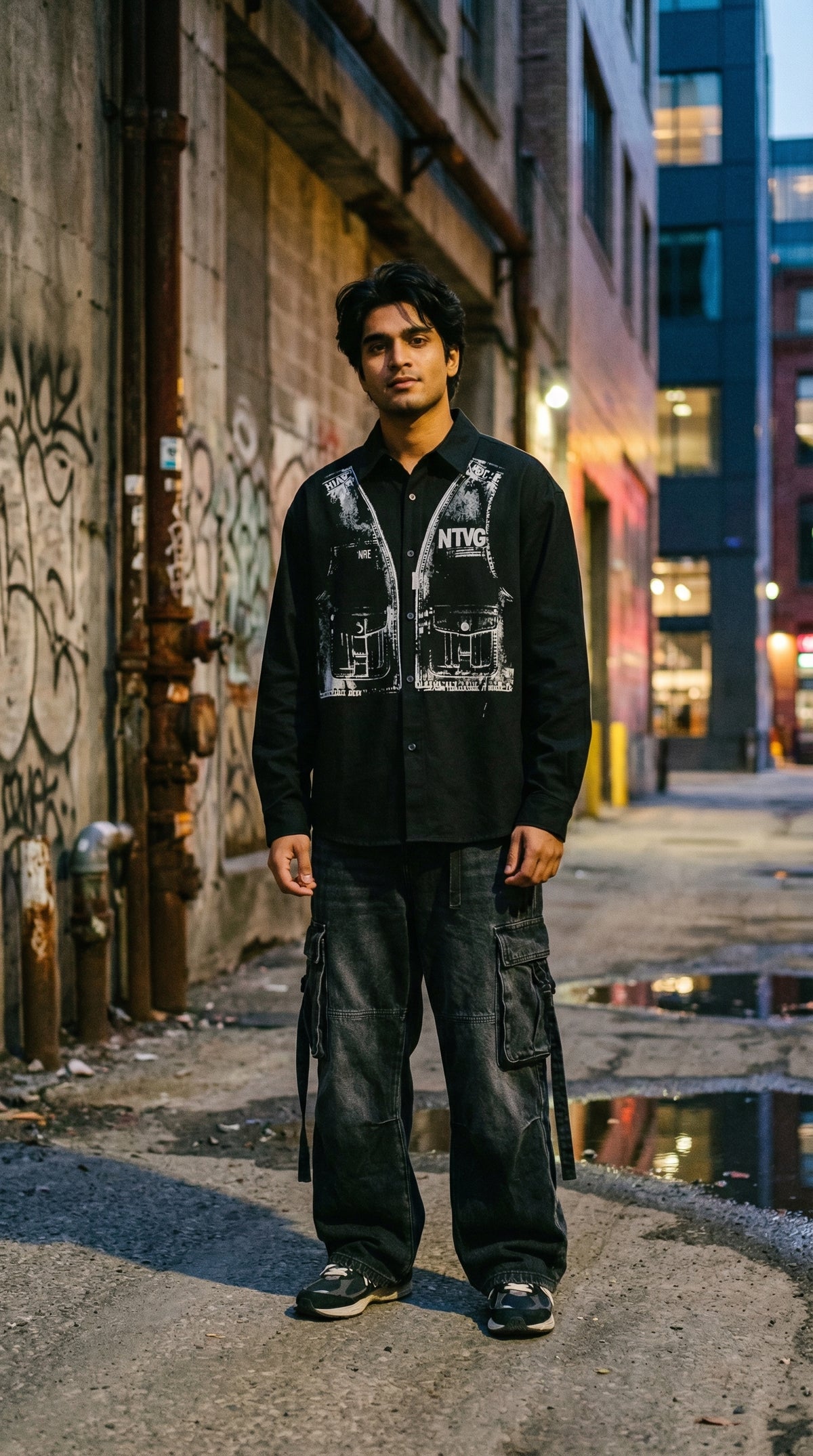 Architecture Print Shirt — Premium Camp-Collar Oversized Fit — view 3