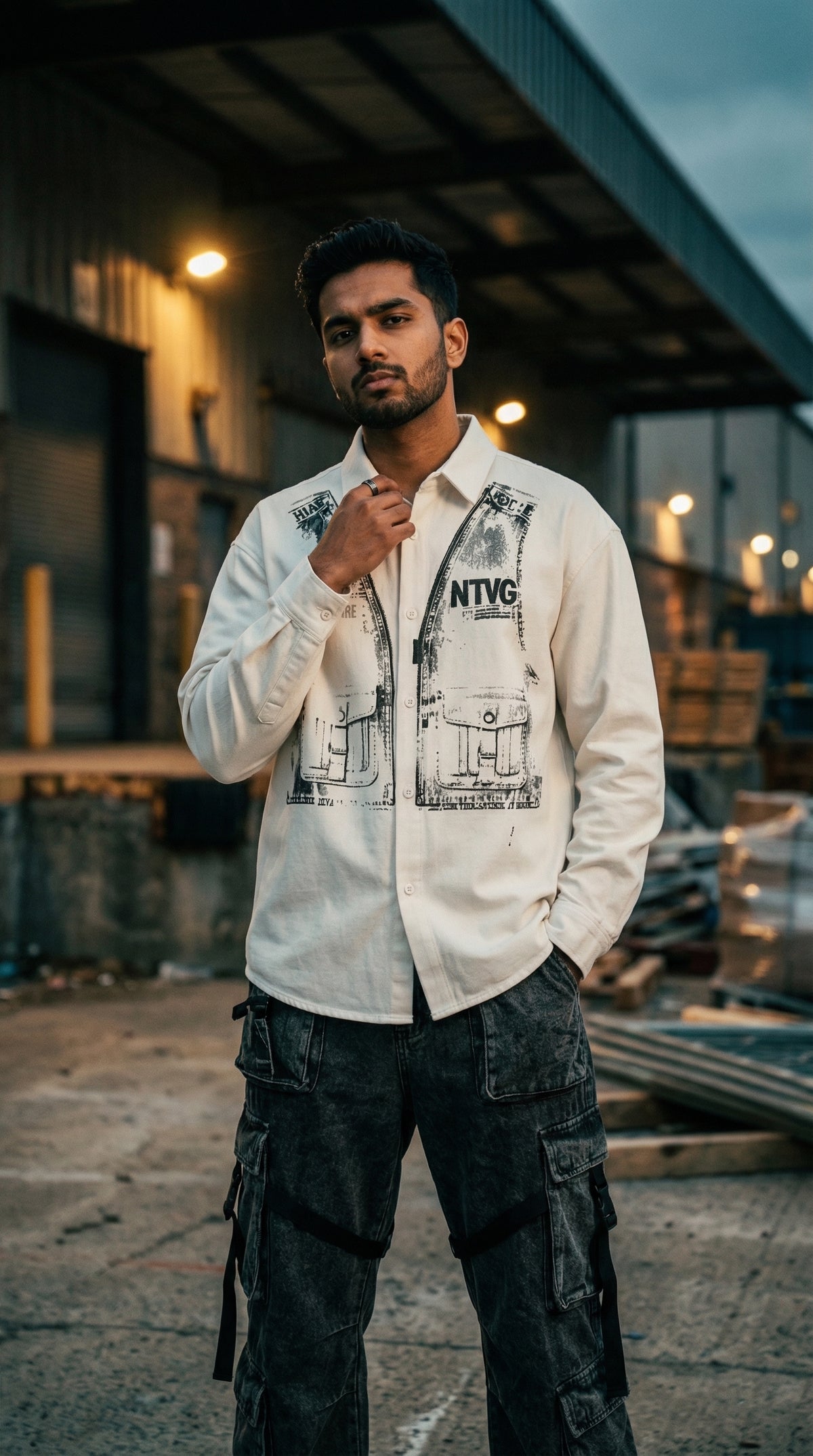 Architecture Print Shirt — Premium Camp-Collar Oversized Fit — view 4