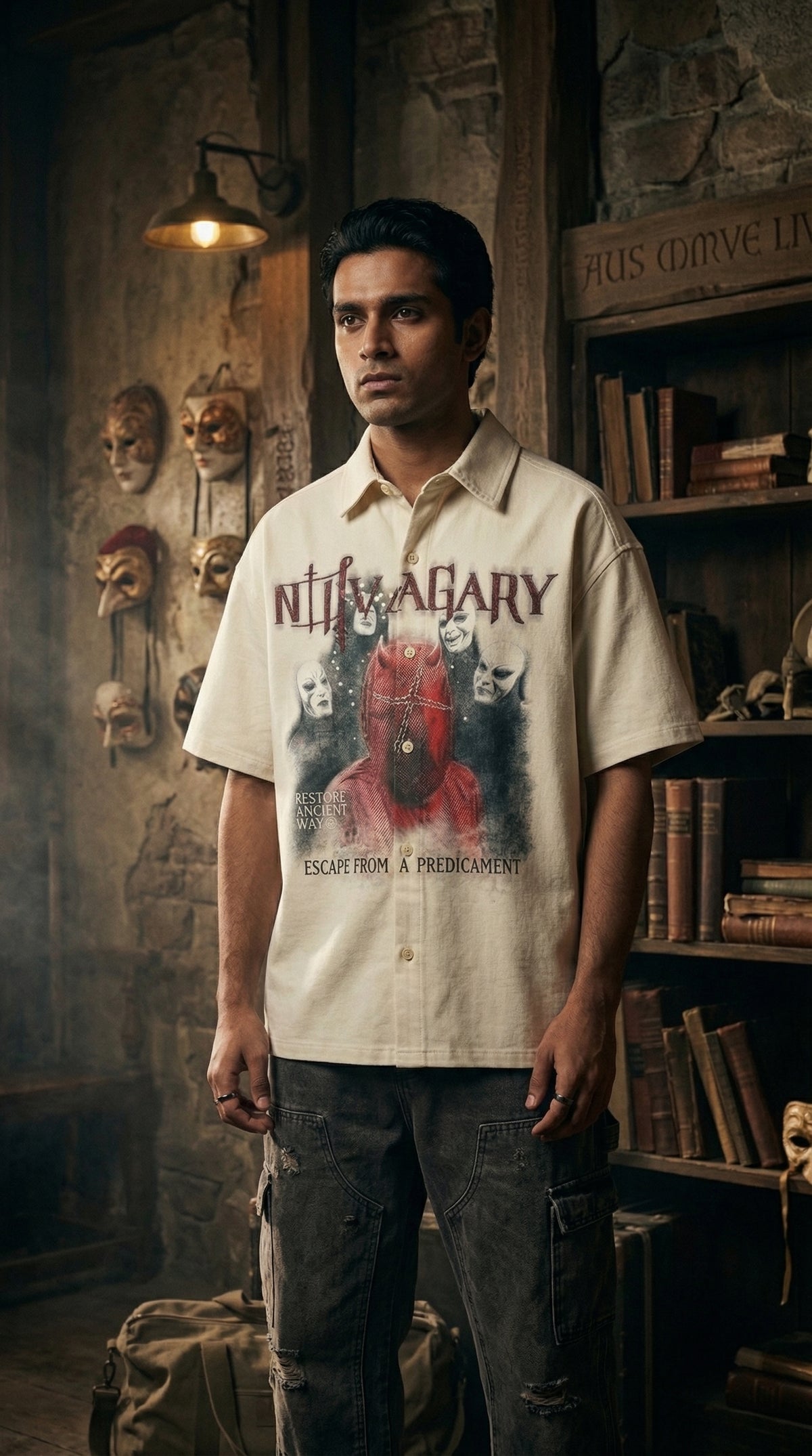 Escape Oversized Shirt — Camp Collar Premium Streetwear — view 3