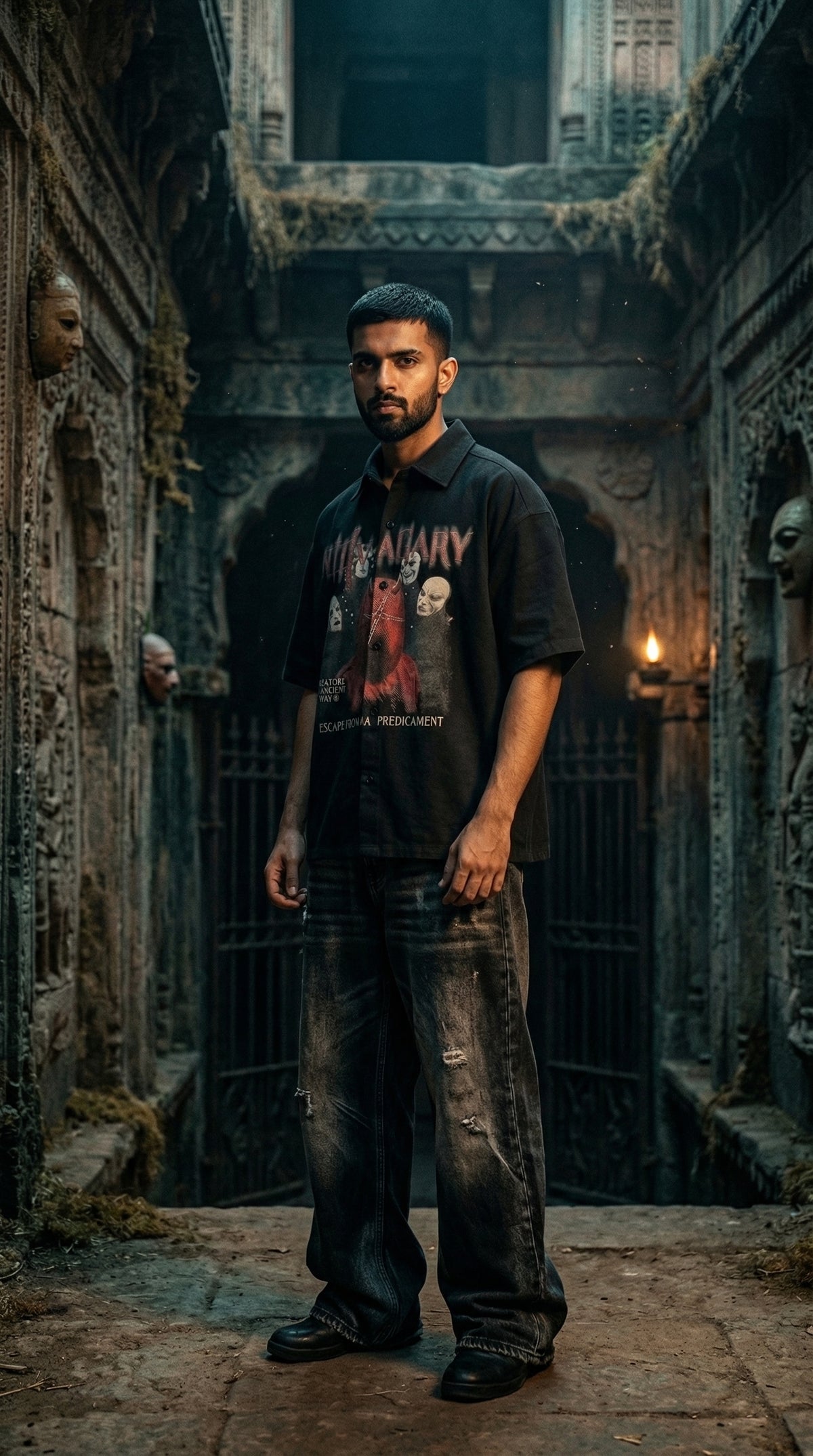 Escape Oversized Shirt — Camp Collar Premium Streetwear — view 4