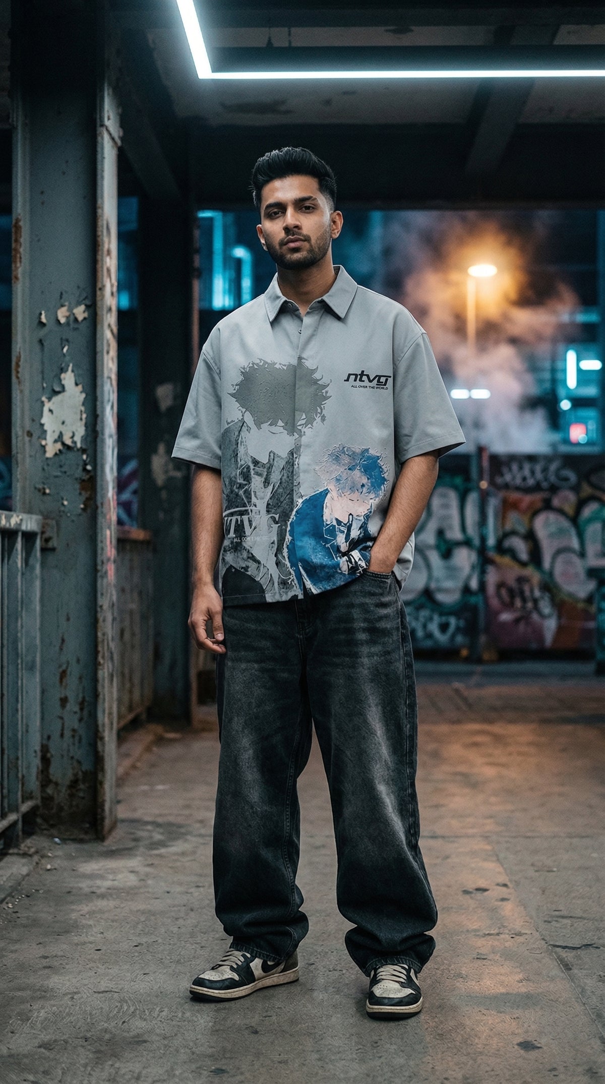 Globe Graphic Oversized Shirt — Sanki Premium Fit — view 4