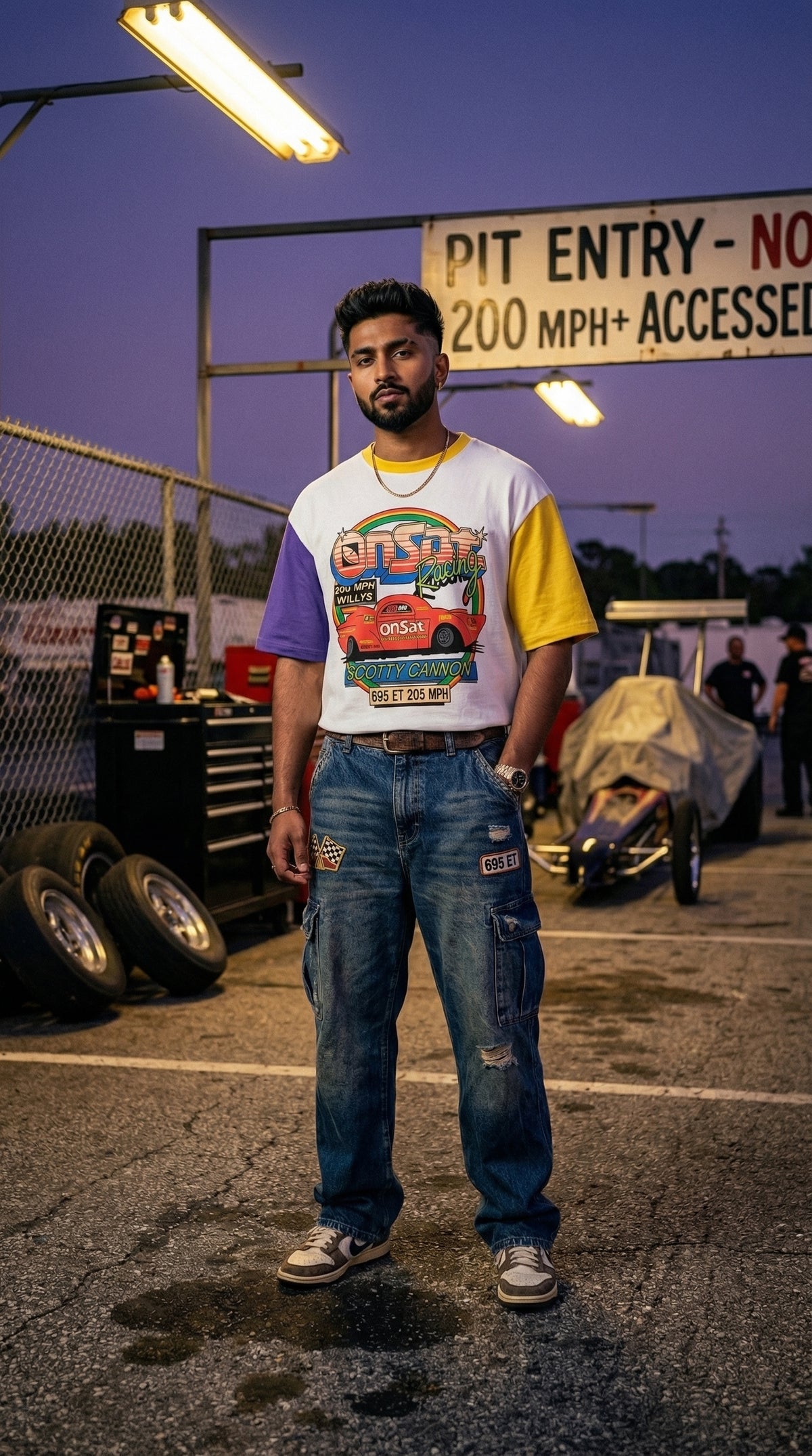 Racing Graphic Oversized Tee — Bio-Washed Cotton — view 3