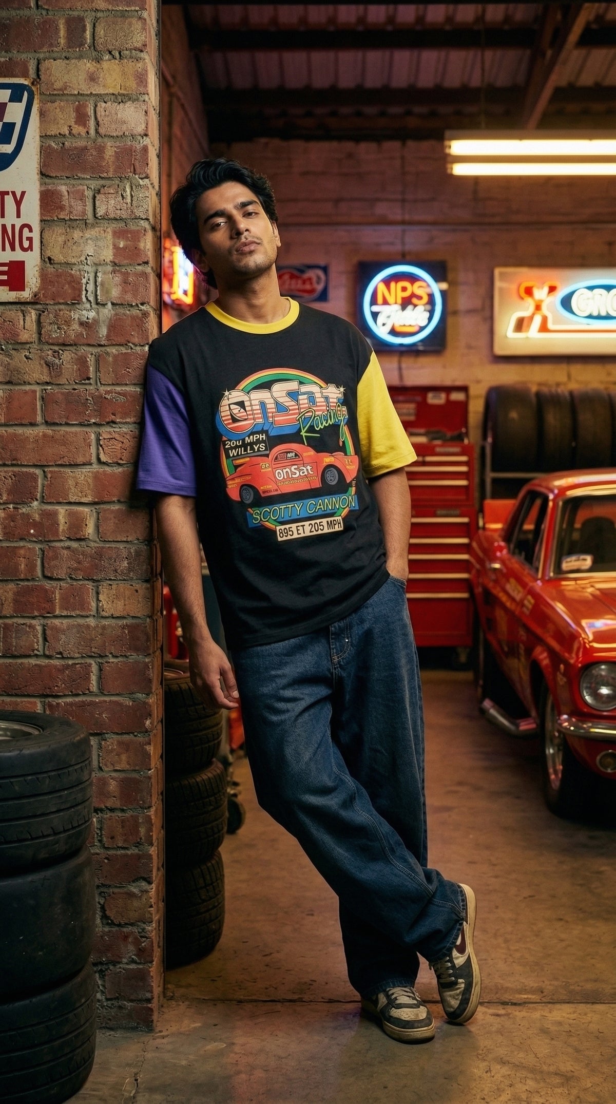 Racing Graphic Oversized Tee — Bio-Washed Cotton — view 4