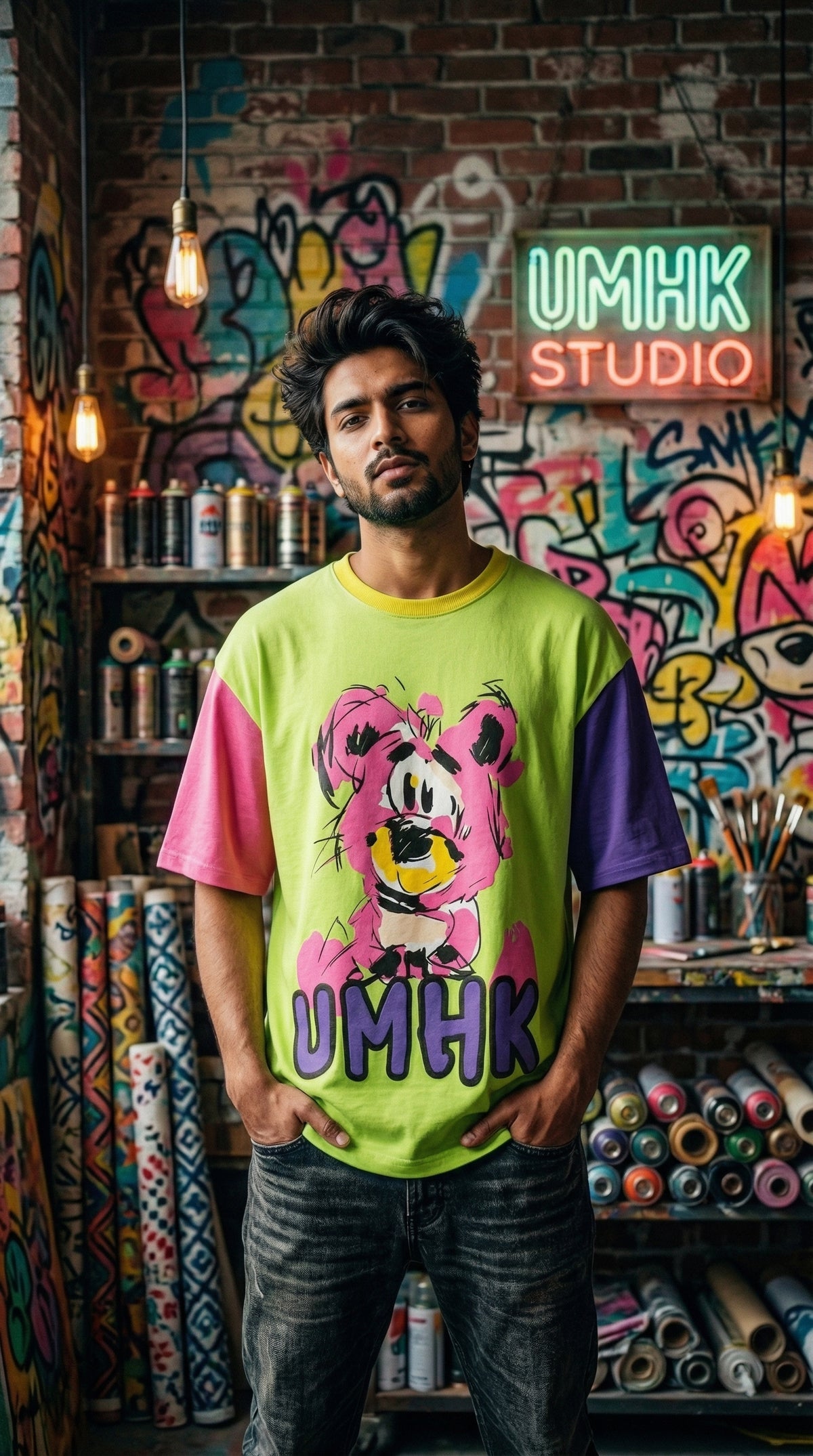 UMHK Oversized Bio-Washed Tee — Graphic Front Print — view 6