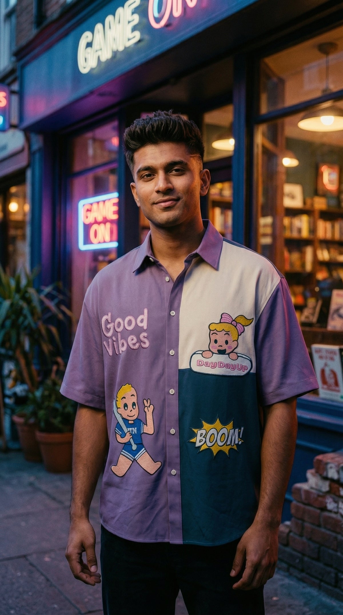 Multicolor Oversized Shirt — Smooth Relaxed Fit — view 2