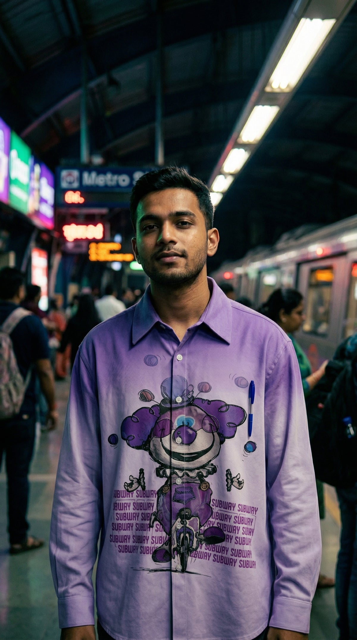 Circus Print Oversized Shirt — Premium Camp Collar — view 7