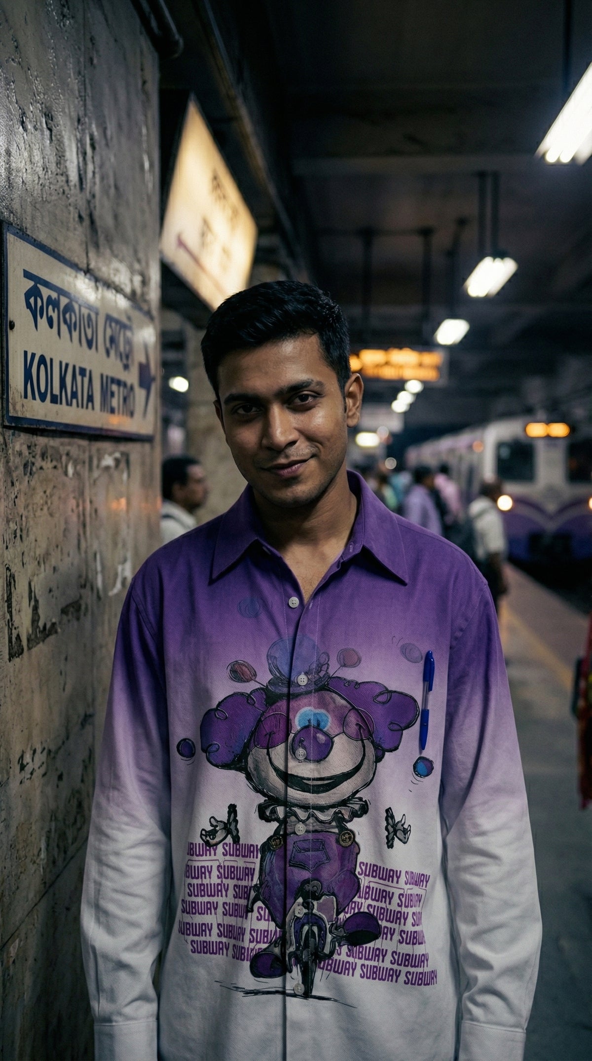 Circus Print Oversized Shirt — Premium Camp Collar — view 3