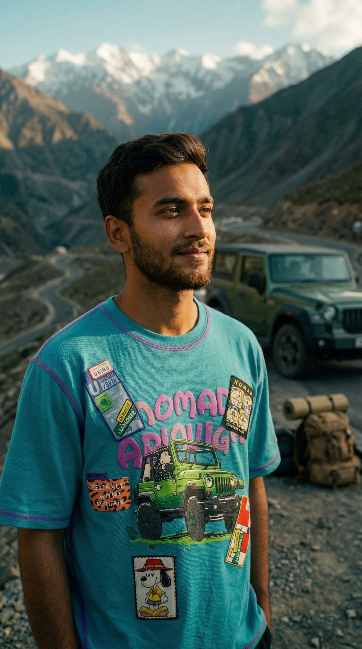 Nomad Oversized Tee — Bio-Washed Cotton, Teal — view 3