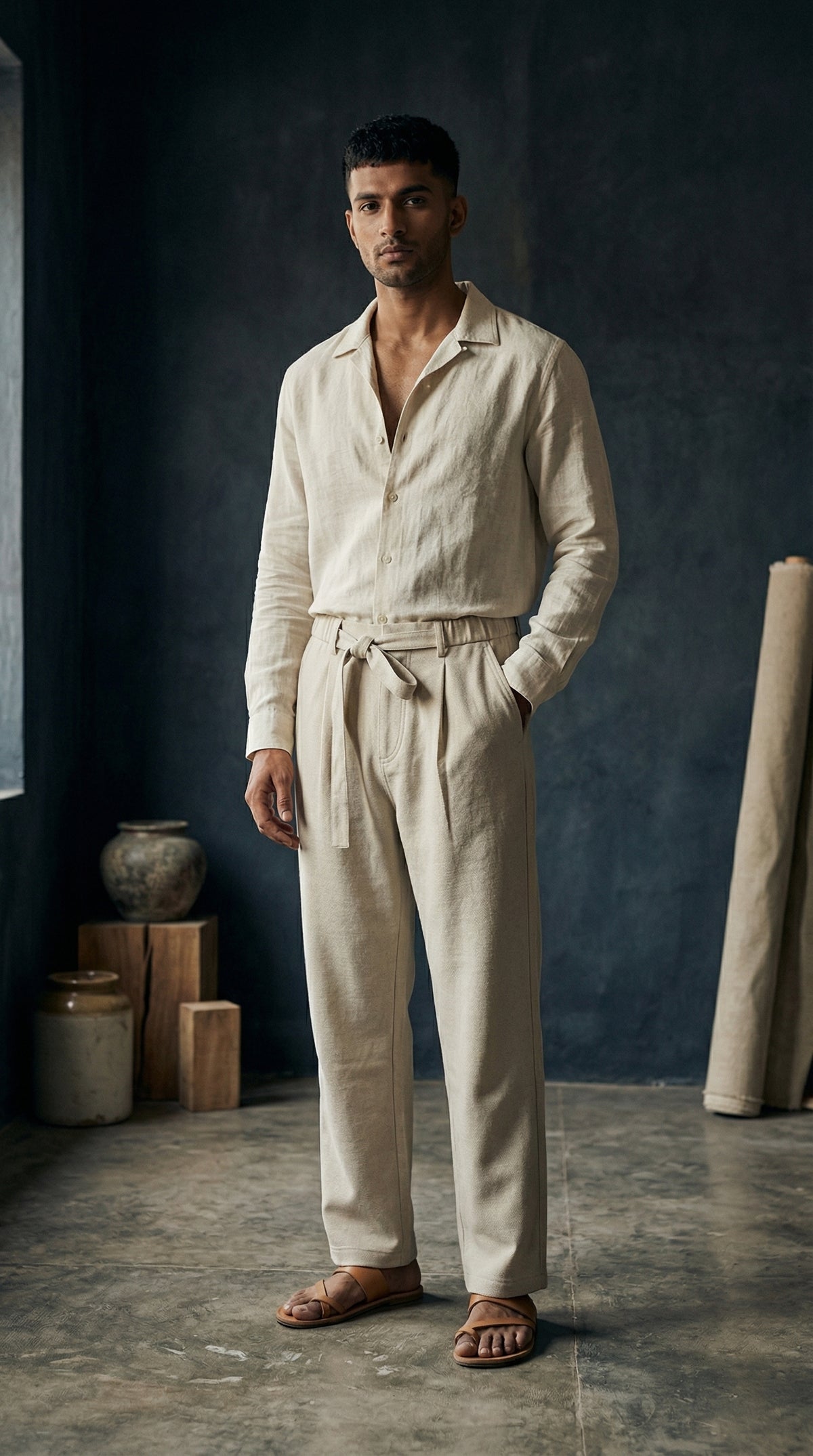 Monochrome Relaxed Trouser — Premium Cotton Twill — view 4