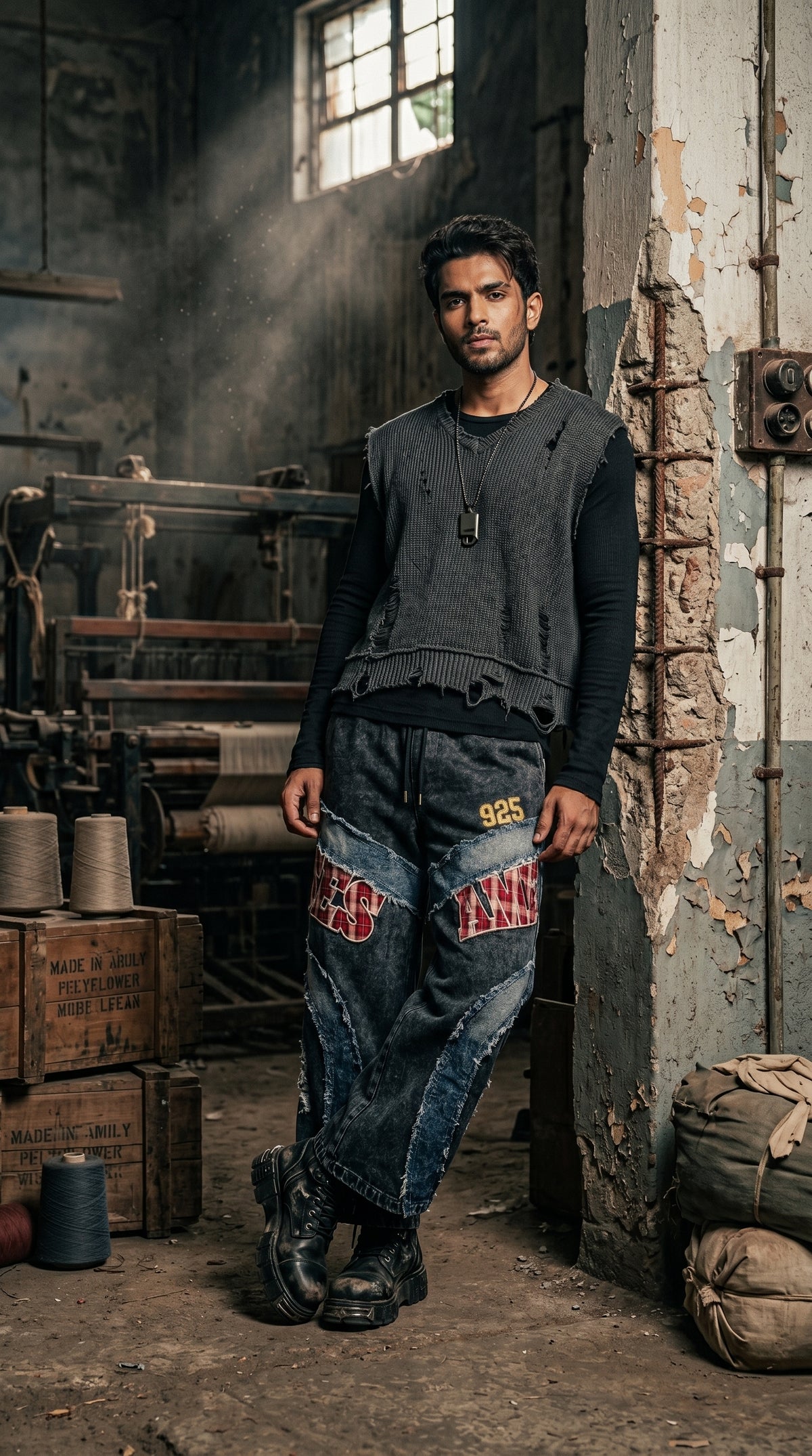 Grey Relaxed Fit Jeans — Tapered Silhouette, Elasticated Waist — view 3
