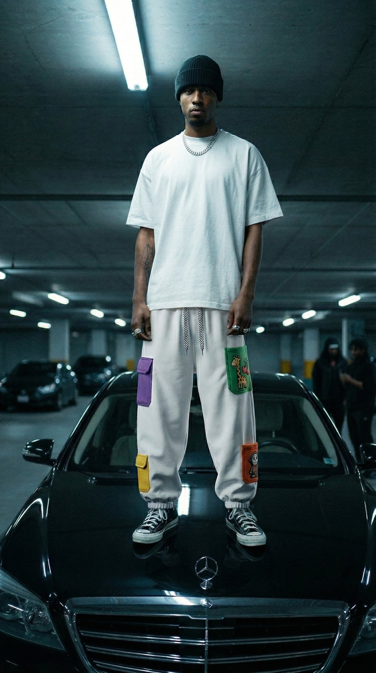 Patch-Detail Tapered Lowers — White, Relaxed Fit — view 2