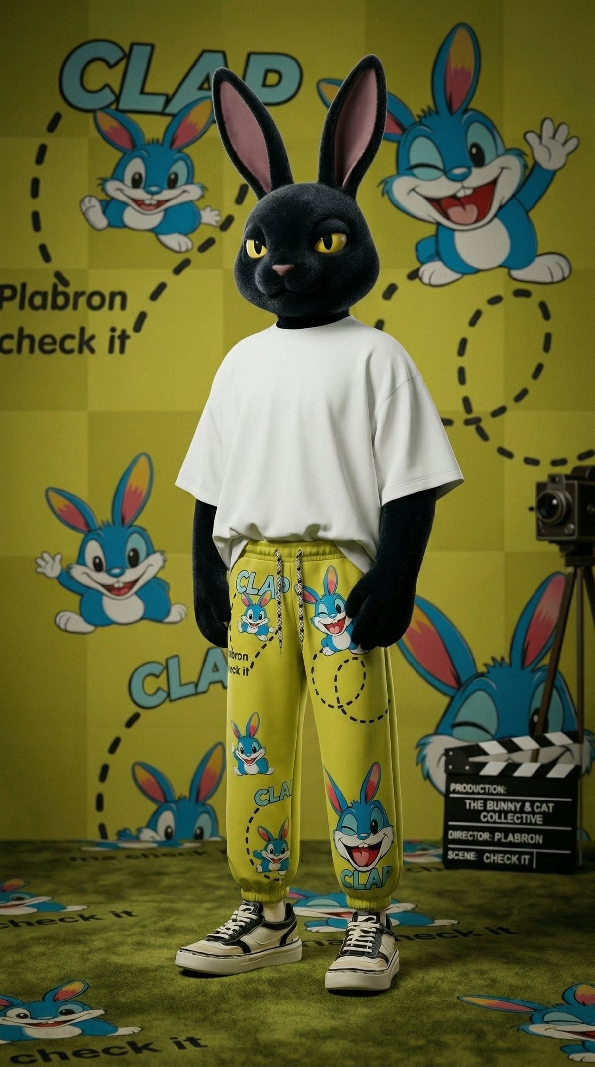 Clap Rabbit Lower — Yellow Tapered Fit Jogger — view 2