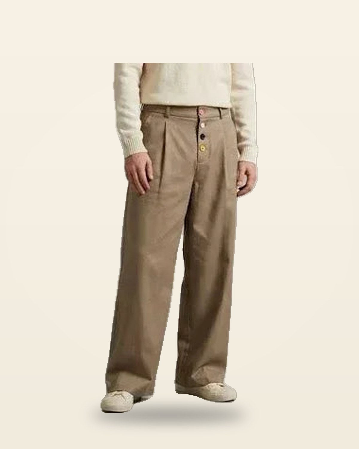 Beige Relaxed Trouser — Premium Cotton Twill