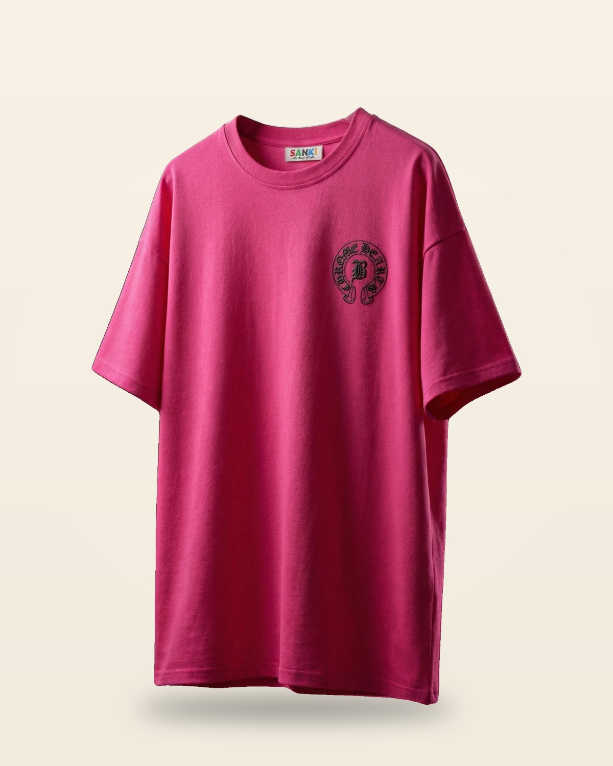 Minimal Logo Tee — Oversized Fit in Pink, Black, White