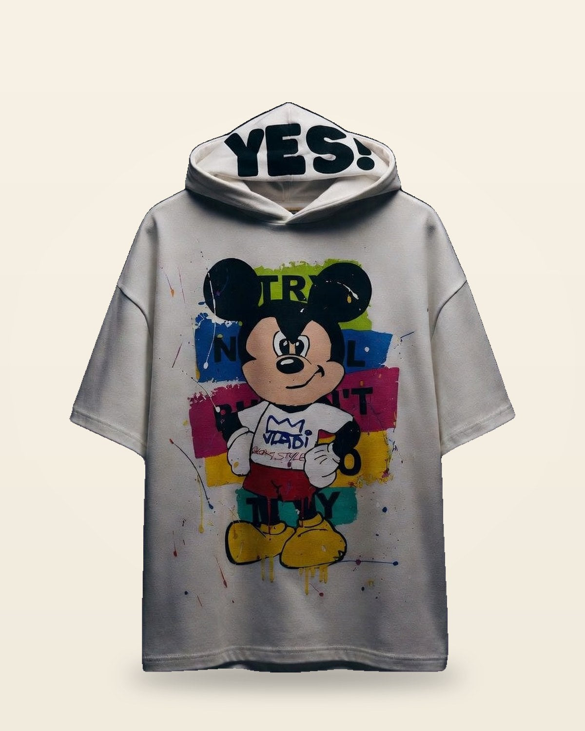 Mood AF Oversized Hooded Tee — White Premium Cotton