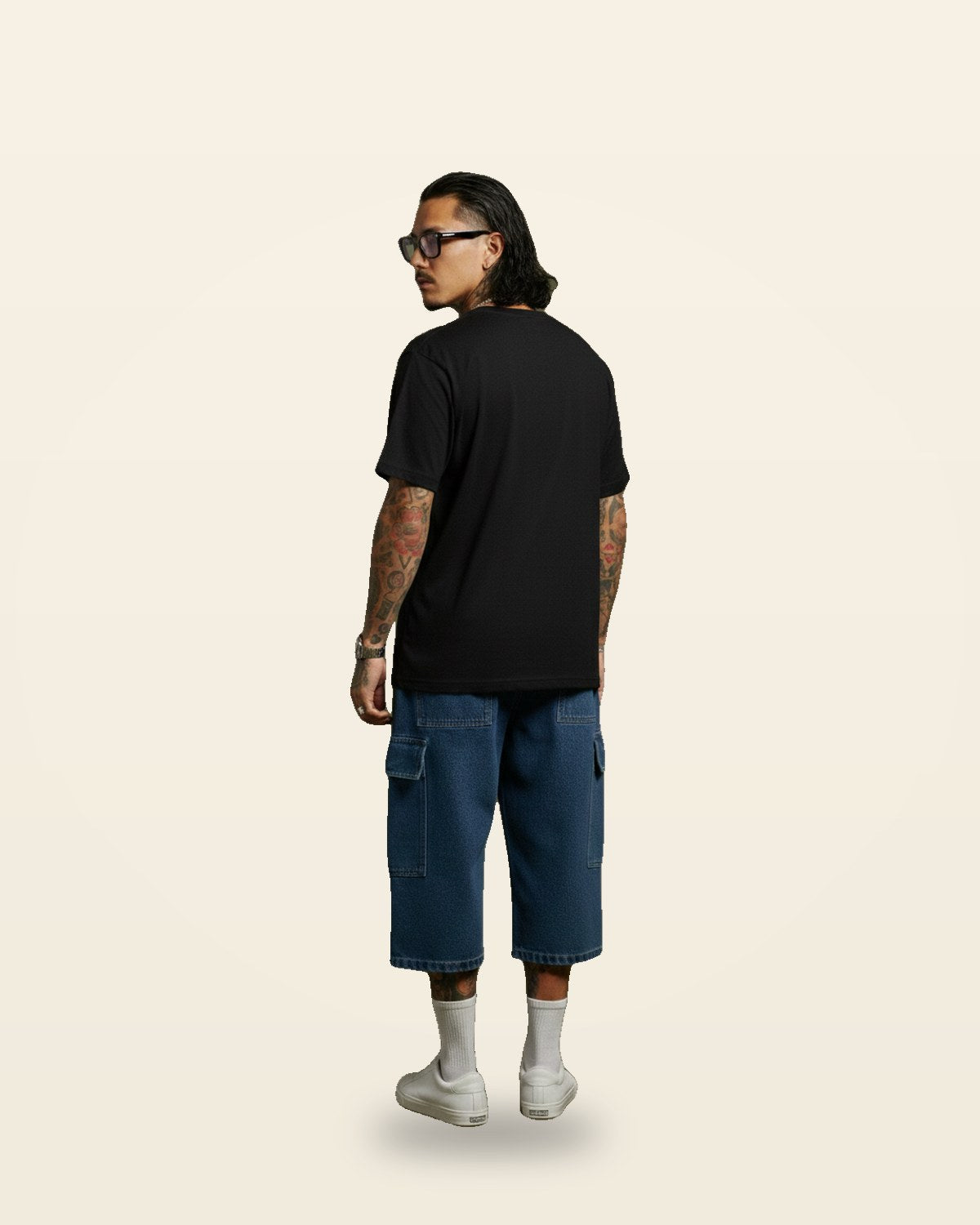 Multi Face Graphic Oversized Tee — Black Premium Cotton