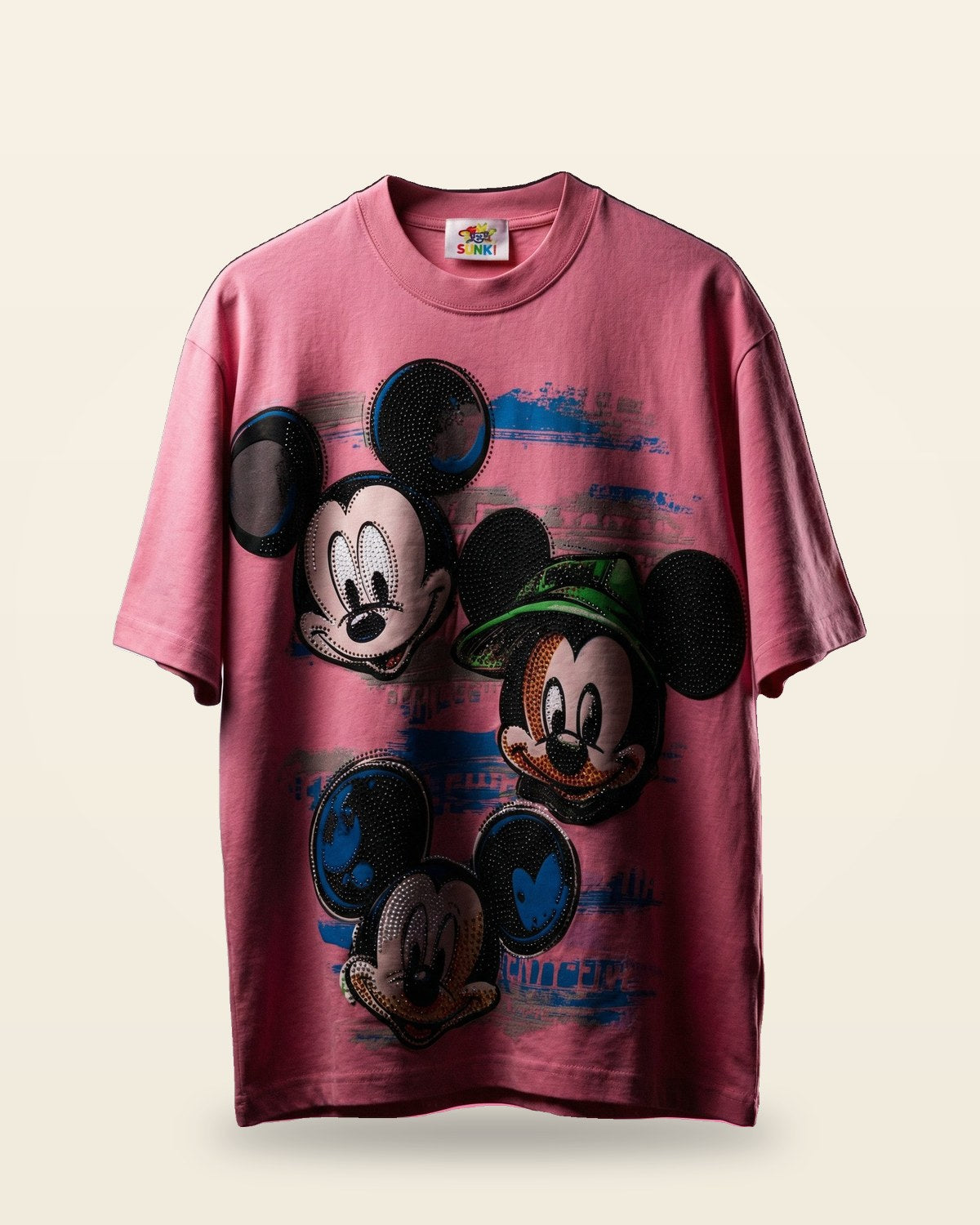 Multi Face Graphic Tee in Pink — Cartoon Print Fit
