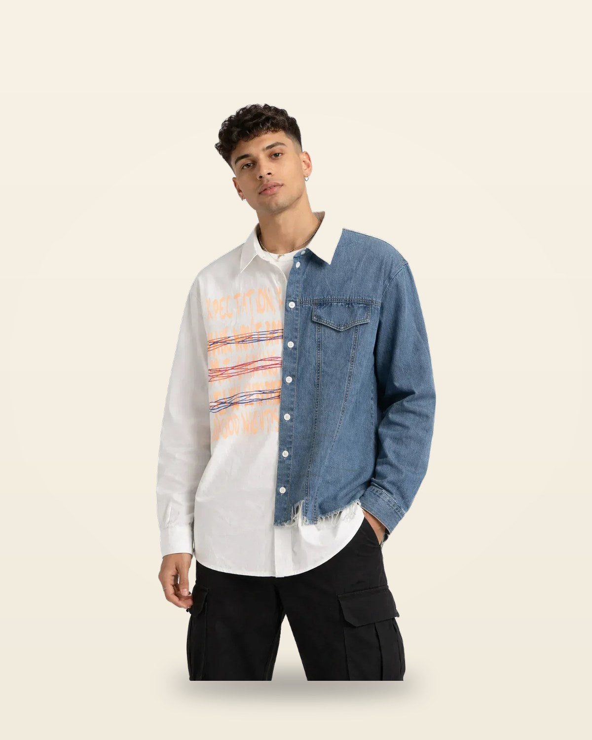 Multicolor Oversized Full Sleeve Shirt — Relaxed Boxy Fit