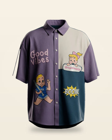Multicolor Oversized Shirt Smooth — Purple