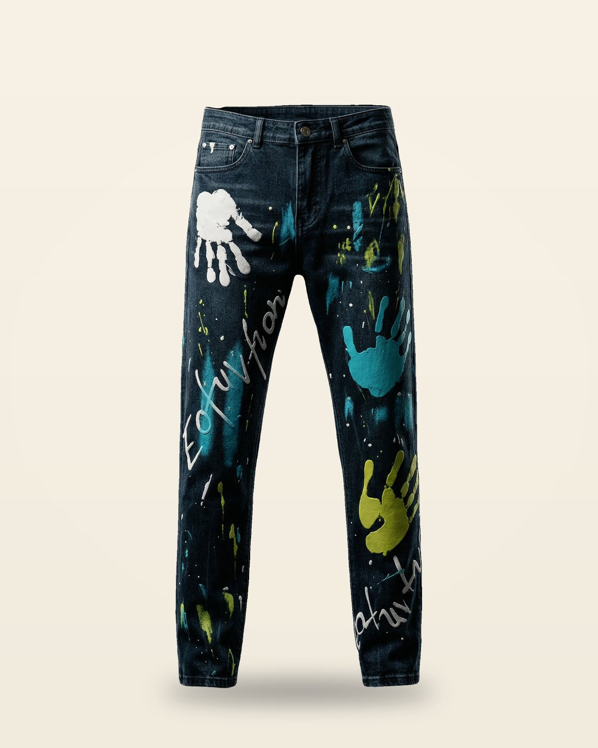 Navy Denim Jeans — Tapered Fit, Premium Cotton