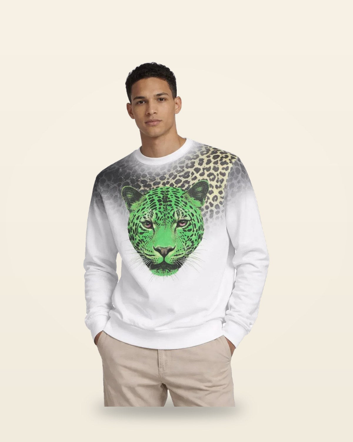 Neon Panther Sweatshirt — Thick Fleece, Crew Neck