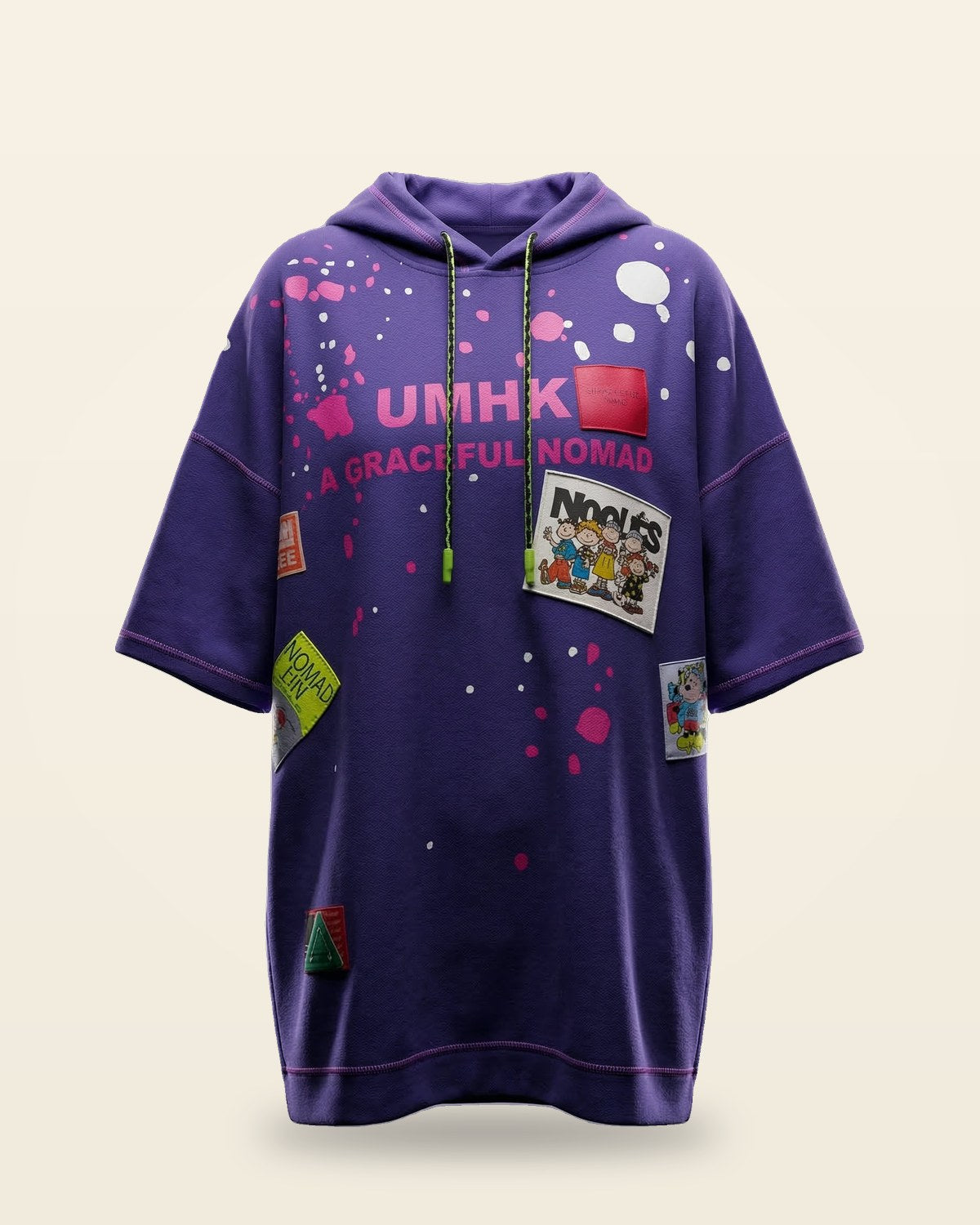 Nomad Purple Hooded Tee — Oversized Fit Short-Sleeve Hybrid