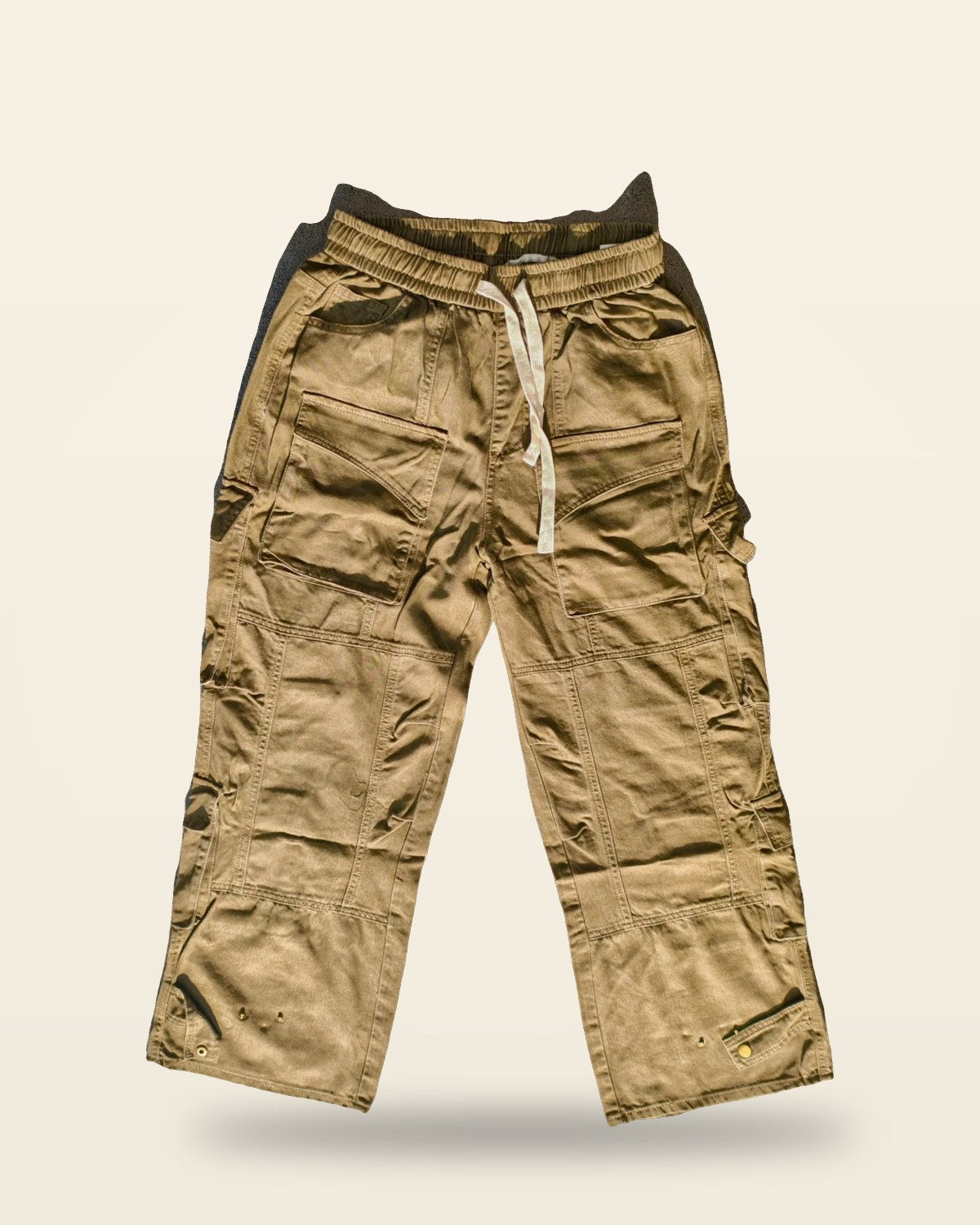 Olive Green Baggy Cargo Joggers — Utility Pockets Tapered Fit