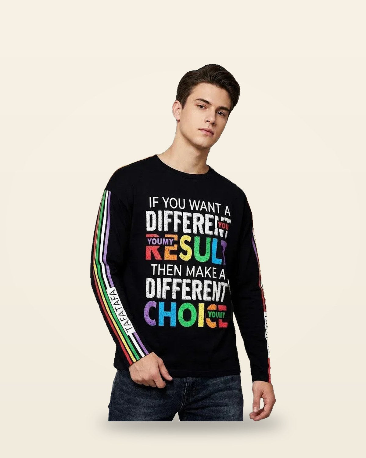 Oversized Full Sleeve Tee — Black Urban Print