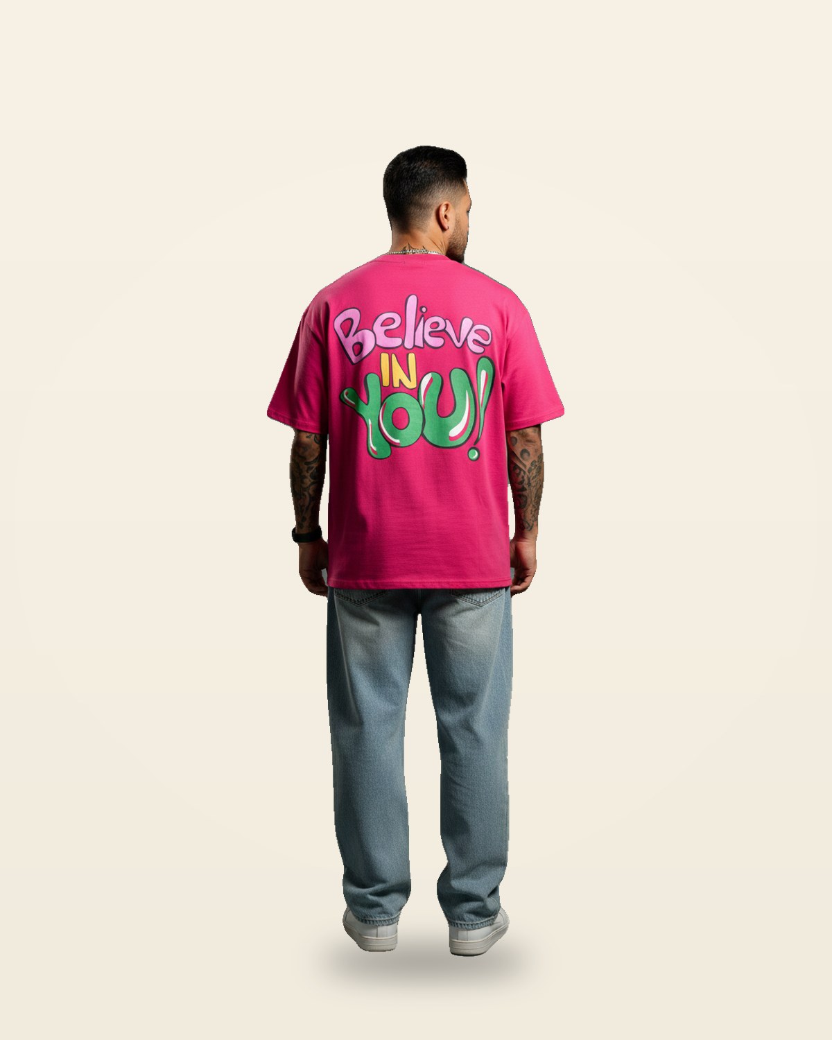 Pink Graphic Oversized Tee — Bio-Washed Cotton Fit