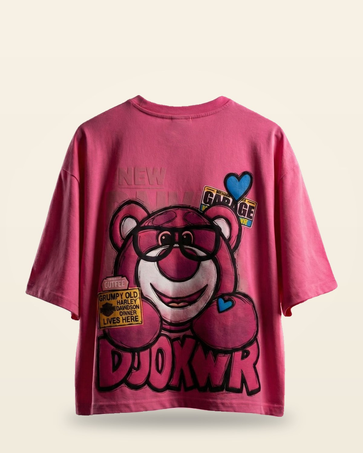 Pink Hype Teddy Oversized Tee — Soft Cotton Fit
