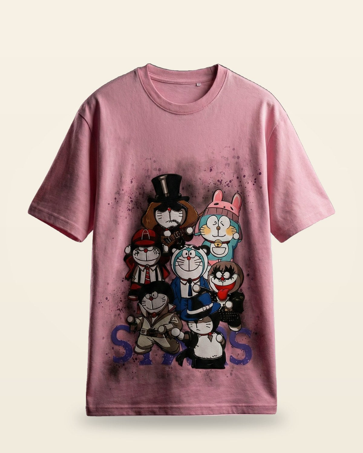 Pink Retro Character Graphic Tee — Oversized Fit