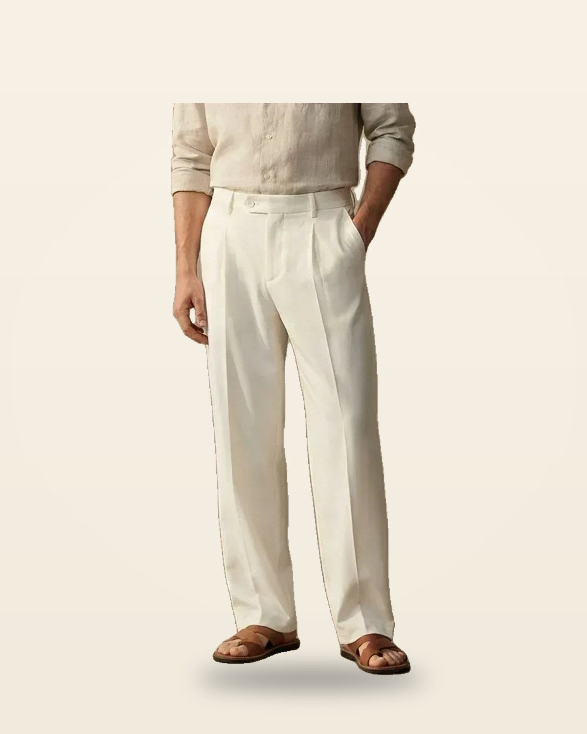 Premium Relaxed-Fit Trousers — Cream Brown Colorways