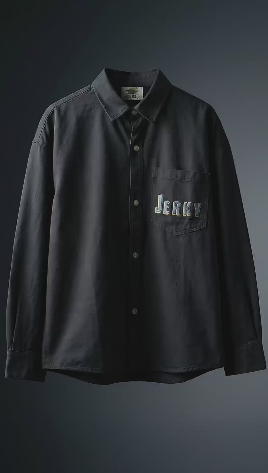 Shadow Back Graphic Shacket — Oversized Button-Up Fit