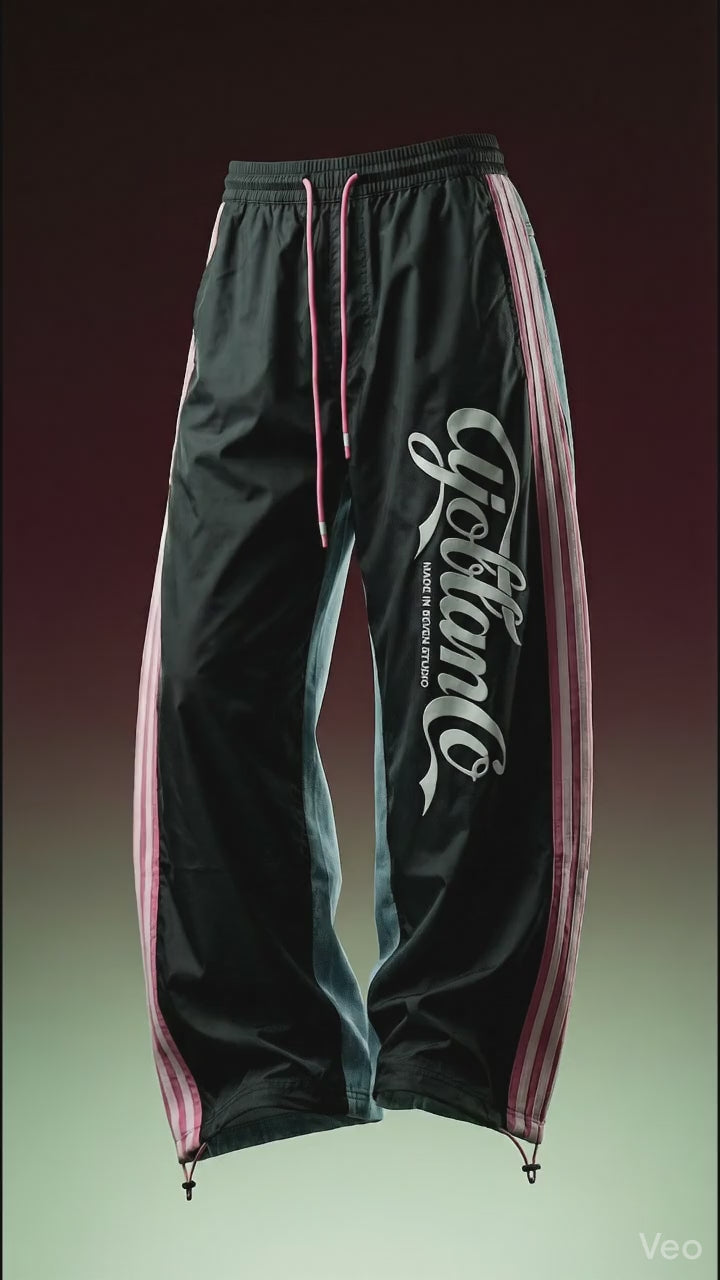 Iconic Toon Panel Joggers — Black Relaxed Fit