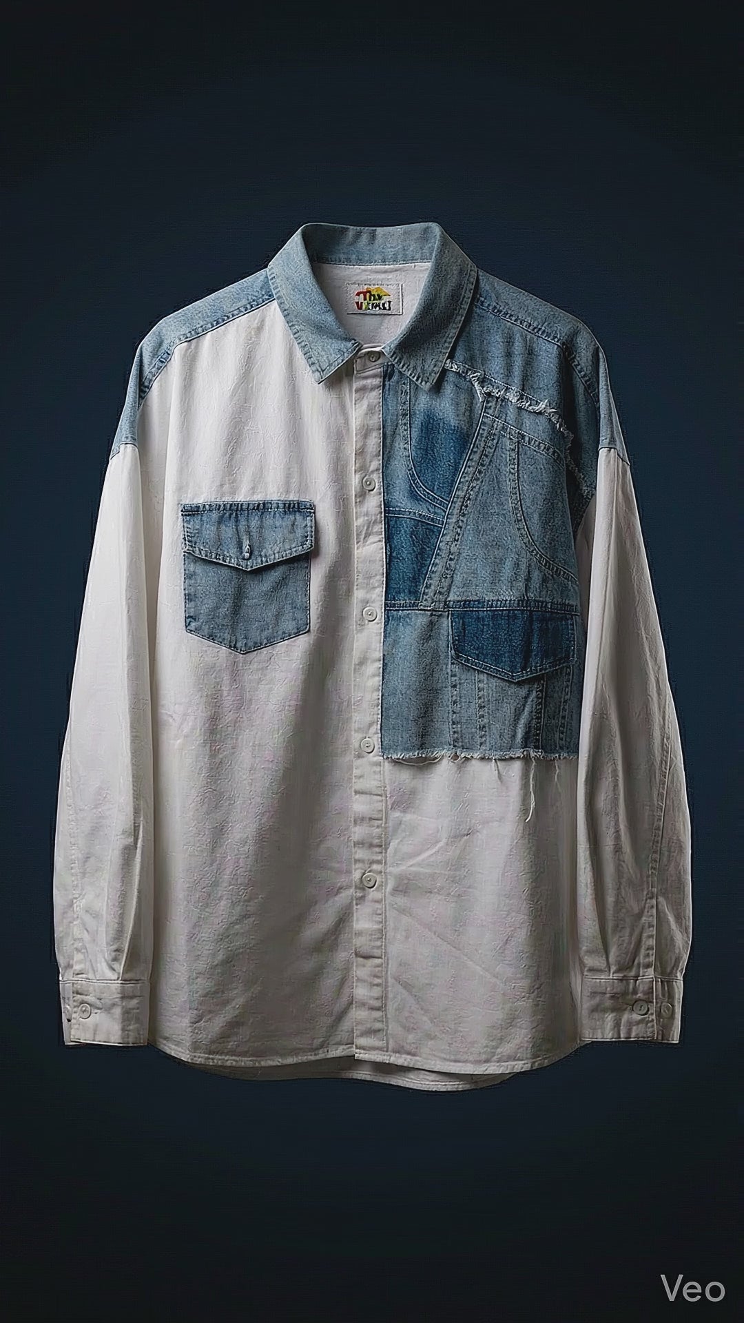 Denim Patch Shacket — Relaxed White Fit
