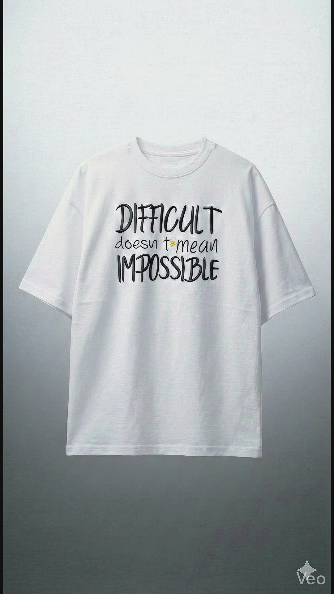 Impossible Mindset Graphic Oversized Tee — Black White