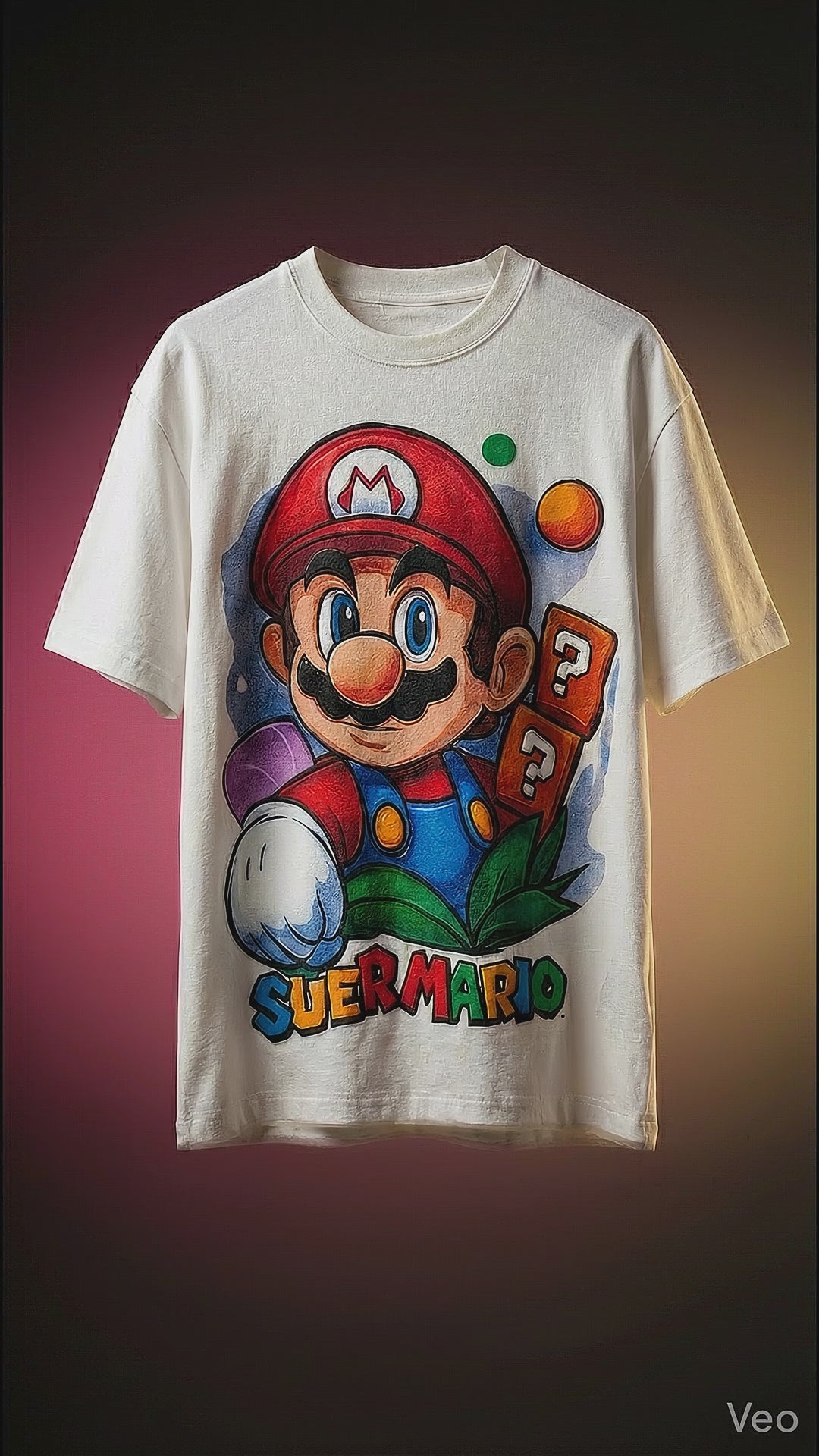 Cartoon Graphic Oversized Tee — White Relaxed-Fit Cotton