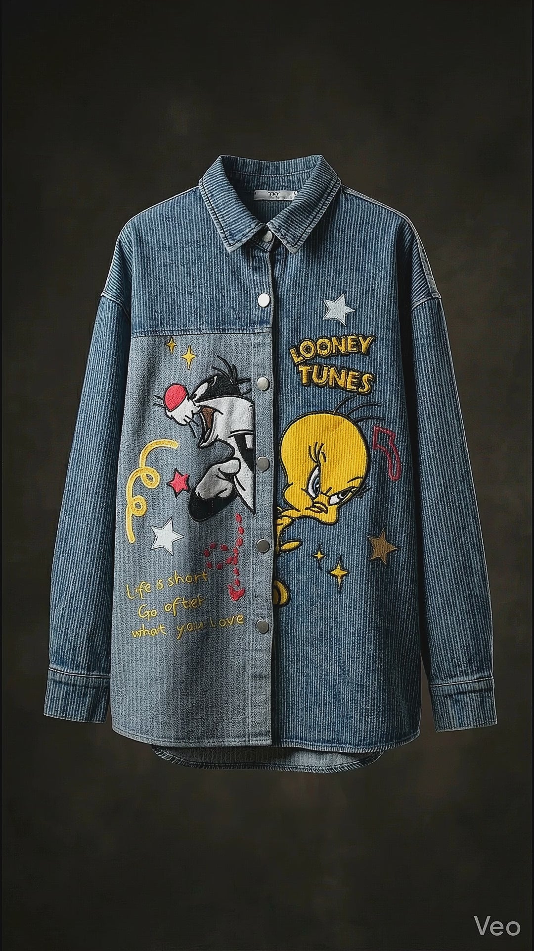Urban Toon Panel Oversized Shirt — Dual-Tone Comfort Fit