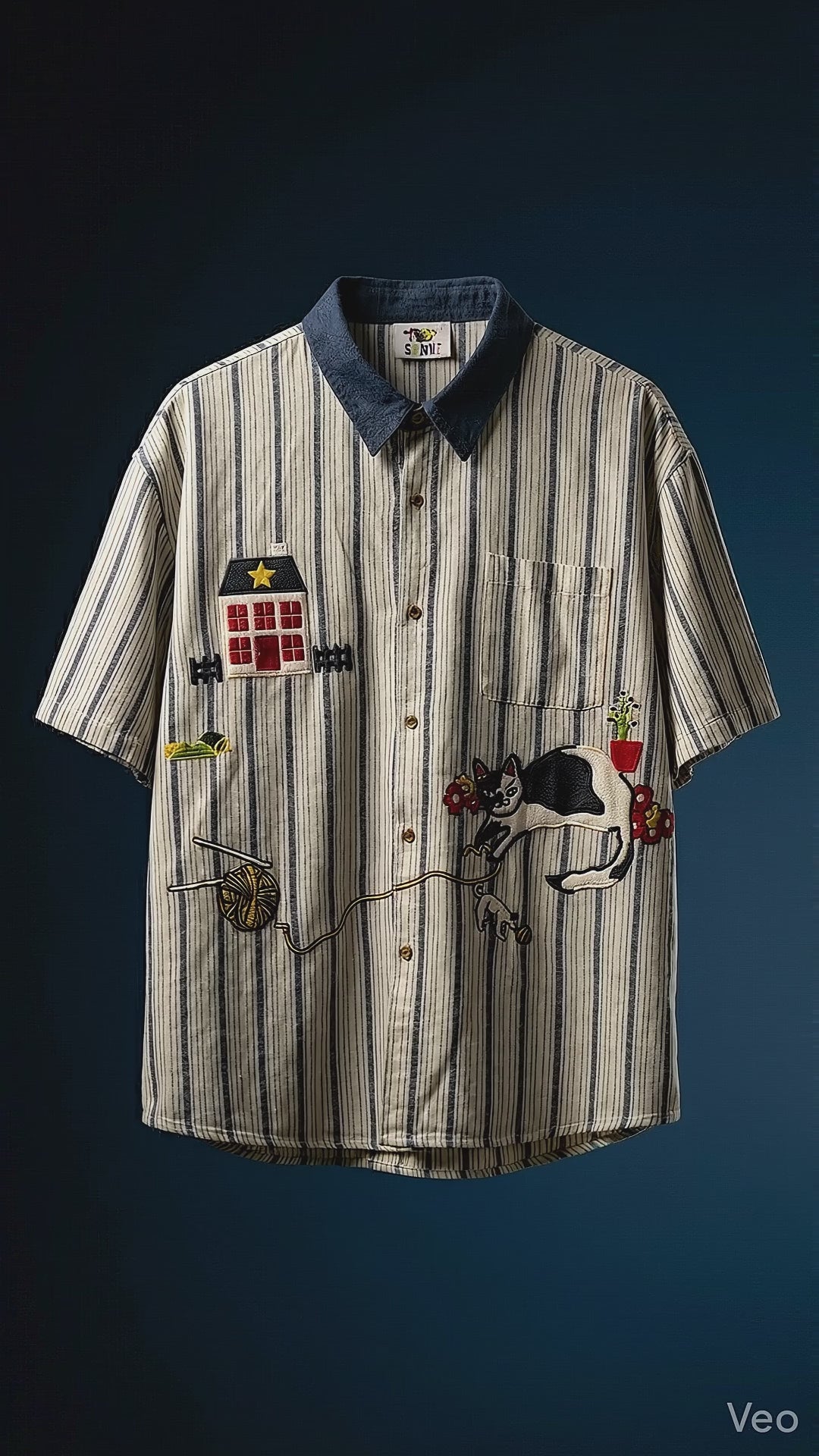 Urban Patch Stripe Shirt — Relaxed Fit Brown
