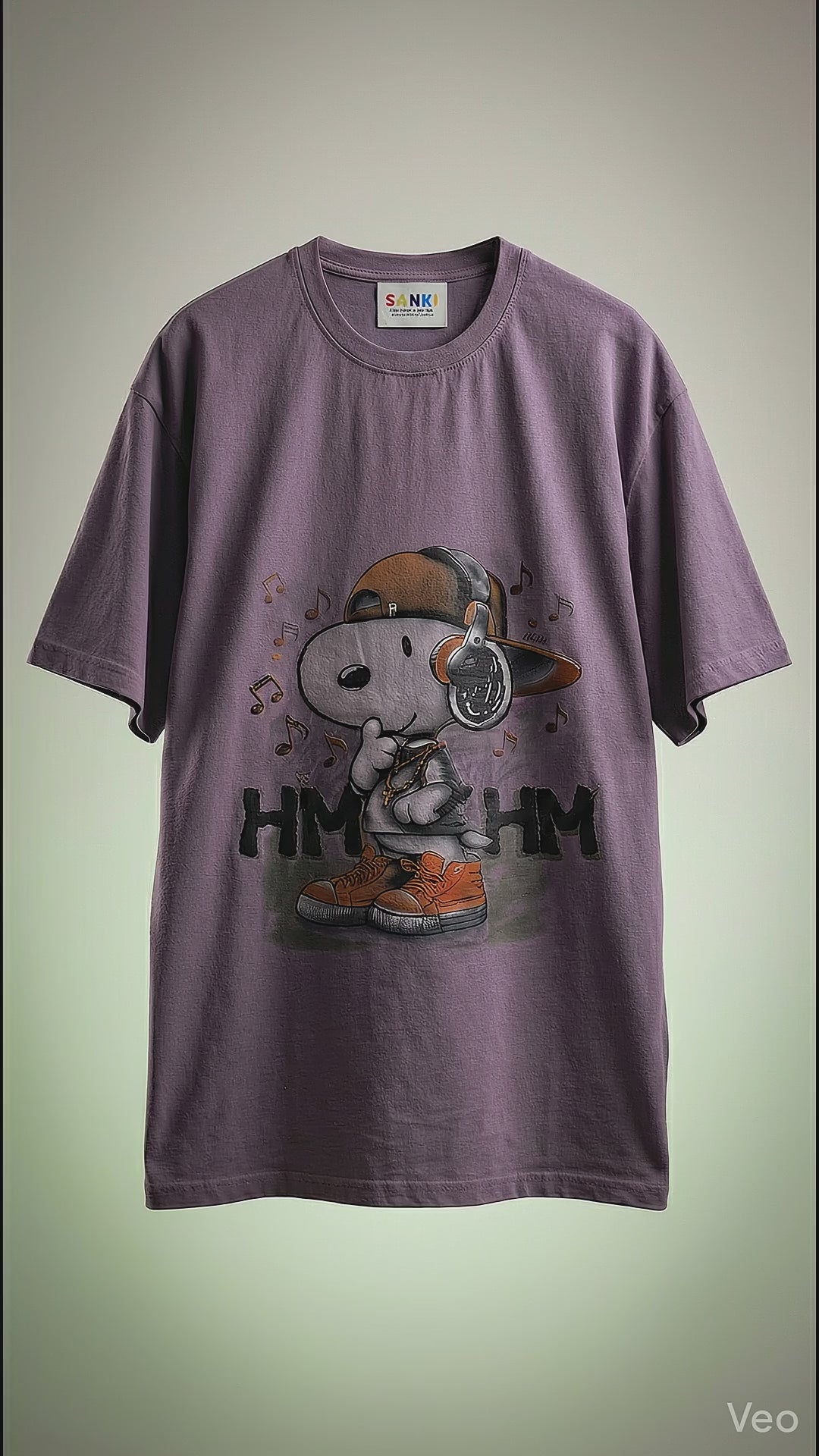 Purple Beagle Music Graphic Oversized Tee — Premium Cotton Fit