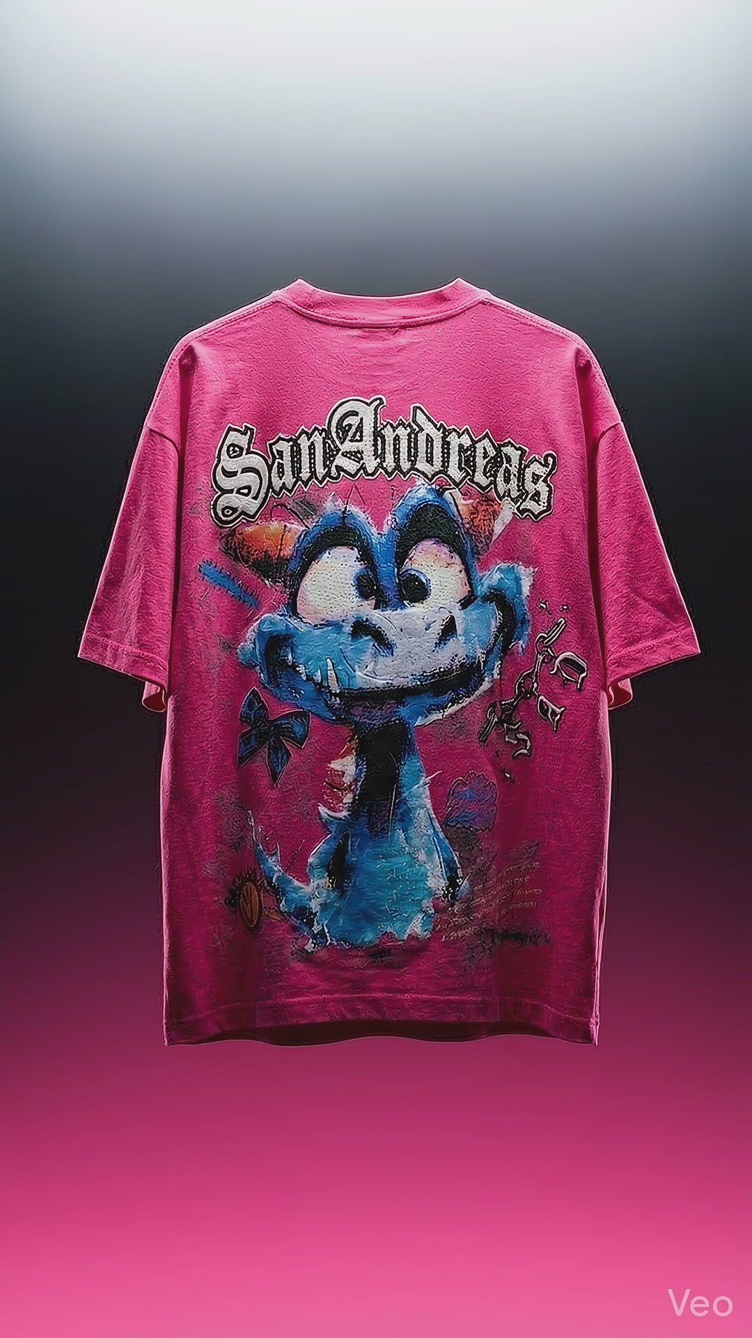 San Andreas Graphic Tee — Pink Oversized Fit