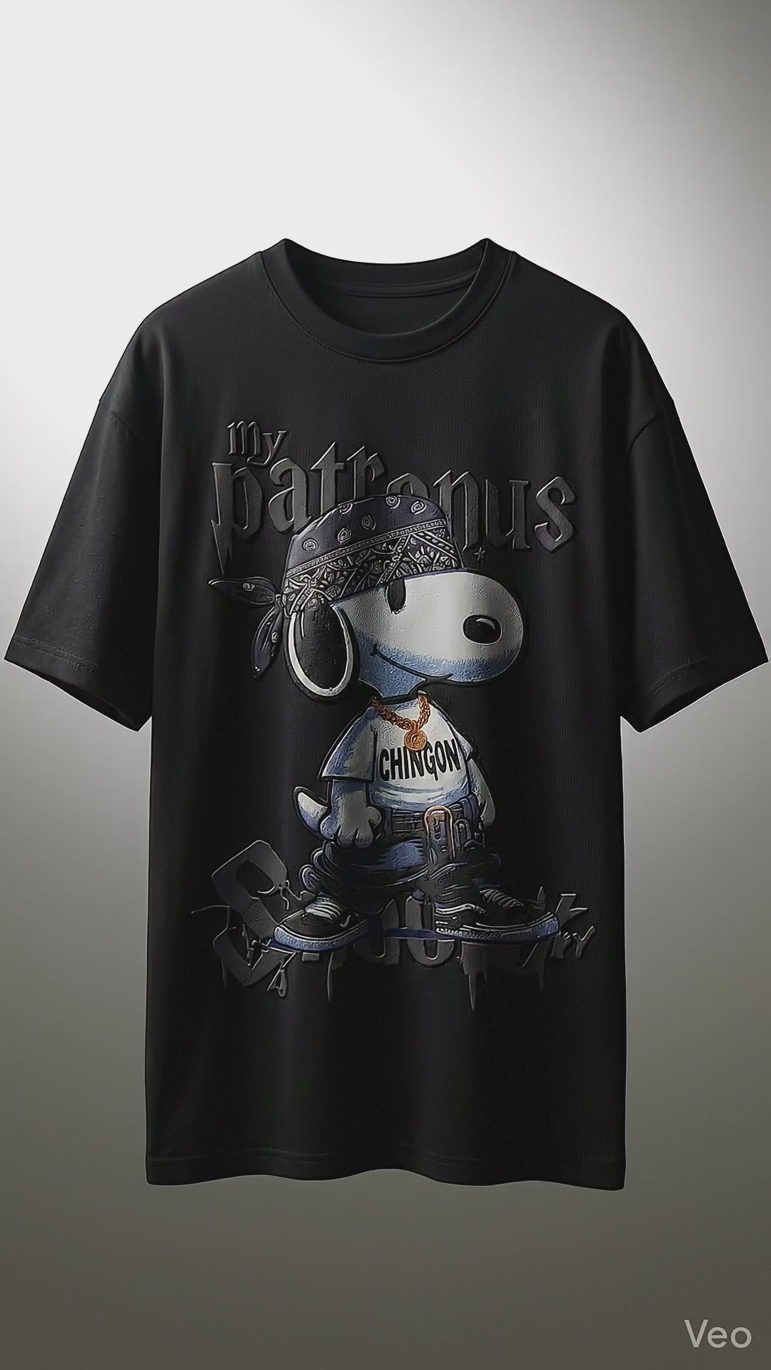 Retro Character Graphic Oversized Tee — Black