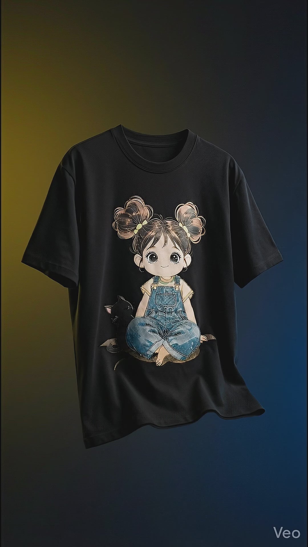 Graphic Girl Print Oversized Tee — Black Premium Cotton