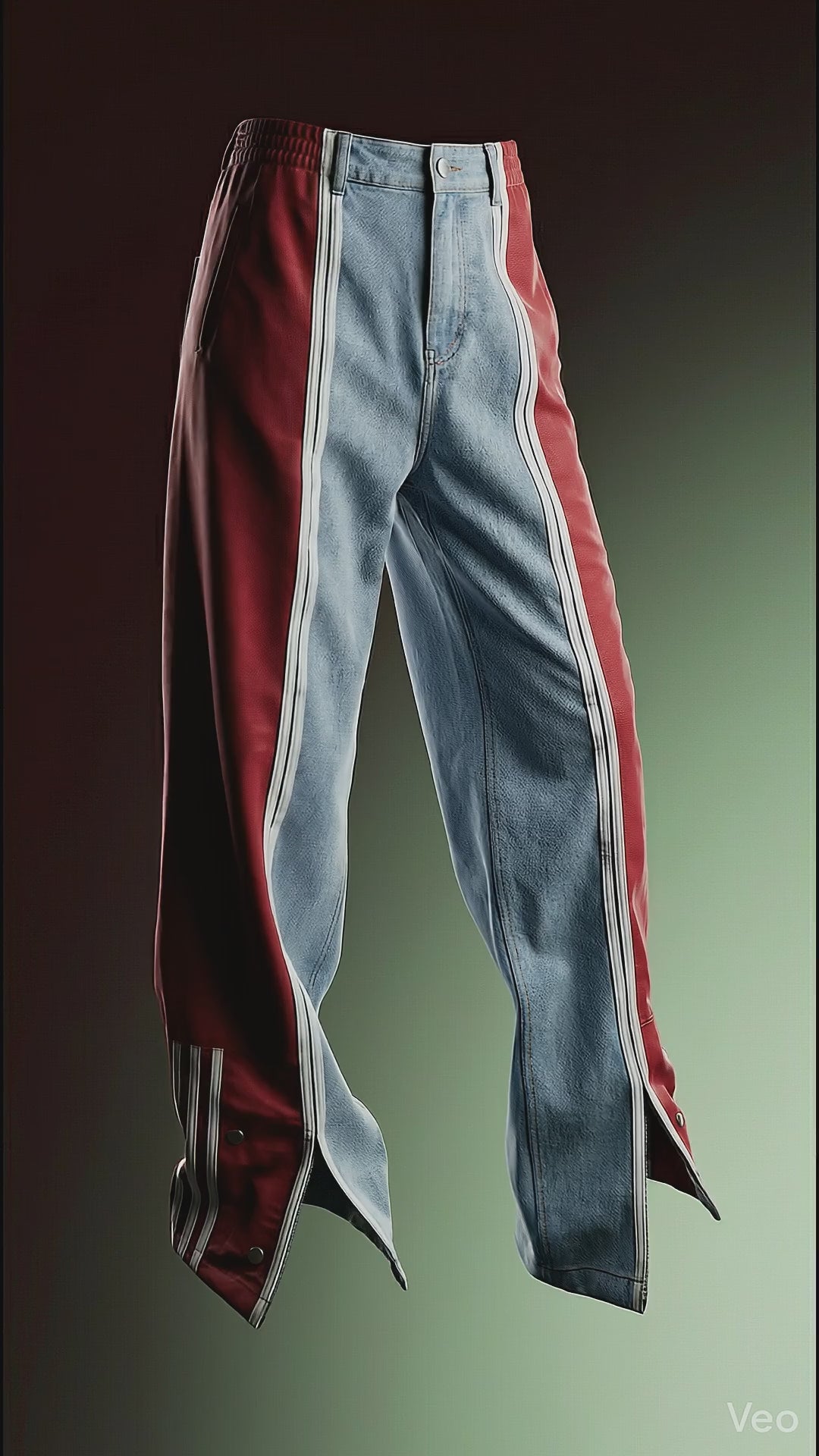 Denim Graphic Block Jeans — Multicolor Contrast Panel
