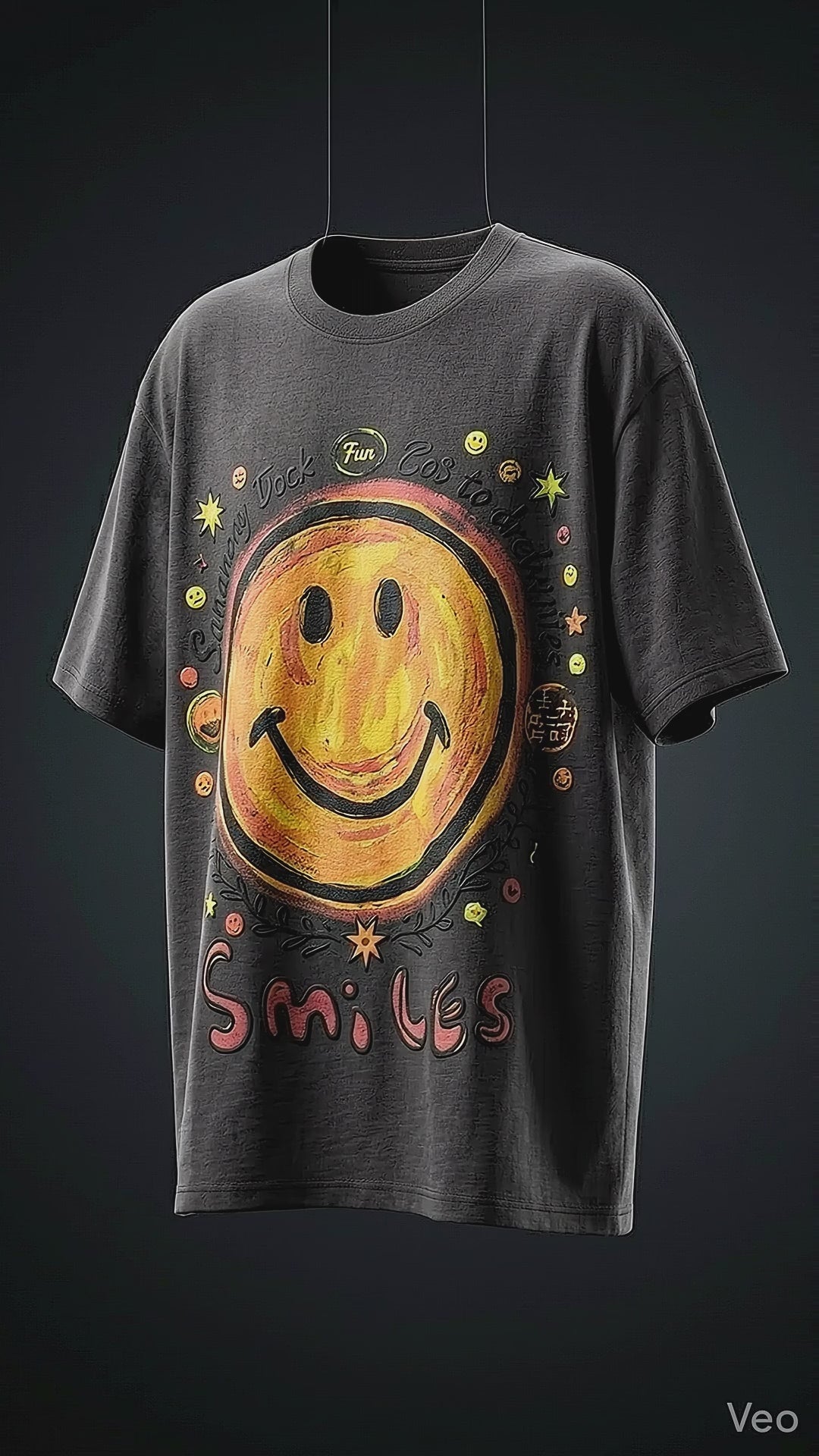 Smiley Graphic Oversized Fit Tee — Universal Sizing